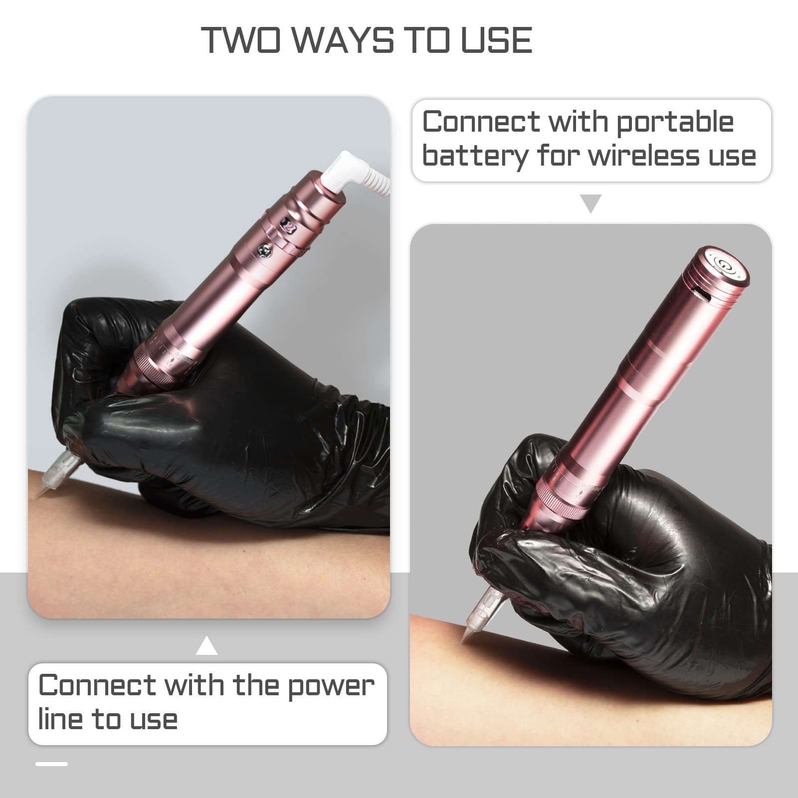 Wireless Permanent Makeup Machine Kit - Professional PMU Tattoo Device with 10 Needles & Lithium Battery for Microblading Eyebrows, Lips, Eyeliner | Portable Rose Gold Design for Salon & Home Use