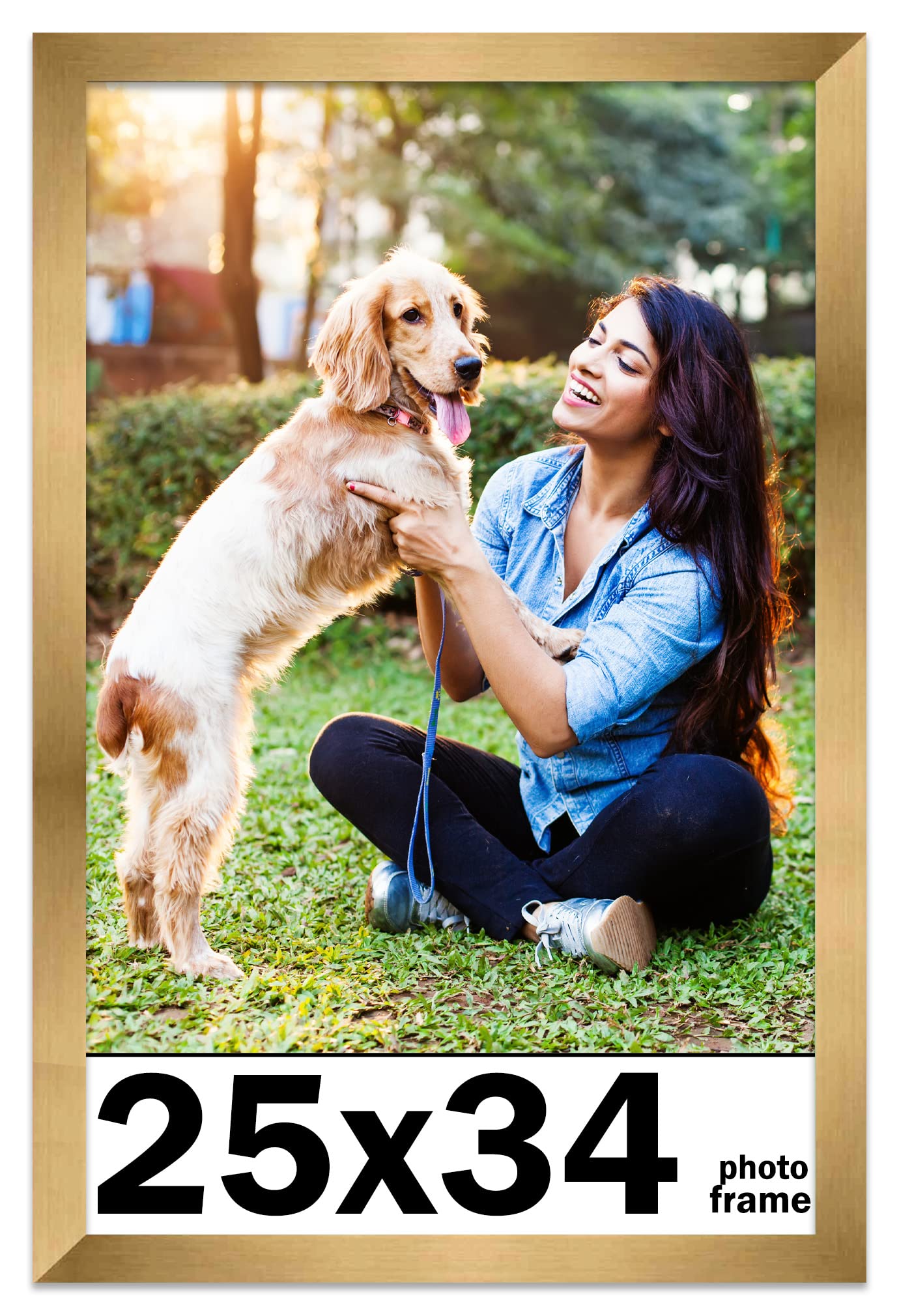 25x34 Inch Metallic Bronze Picture Frame - Modern Wood Photo Frame with UV Acrylic Shatter Guard & Acid-Free Backing - Perfect for Family Photos, Wall Decor, Living Room, Bedroom, Office Display (No Mat Included)