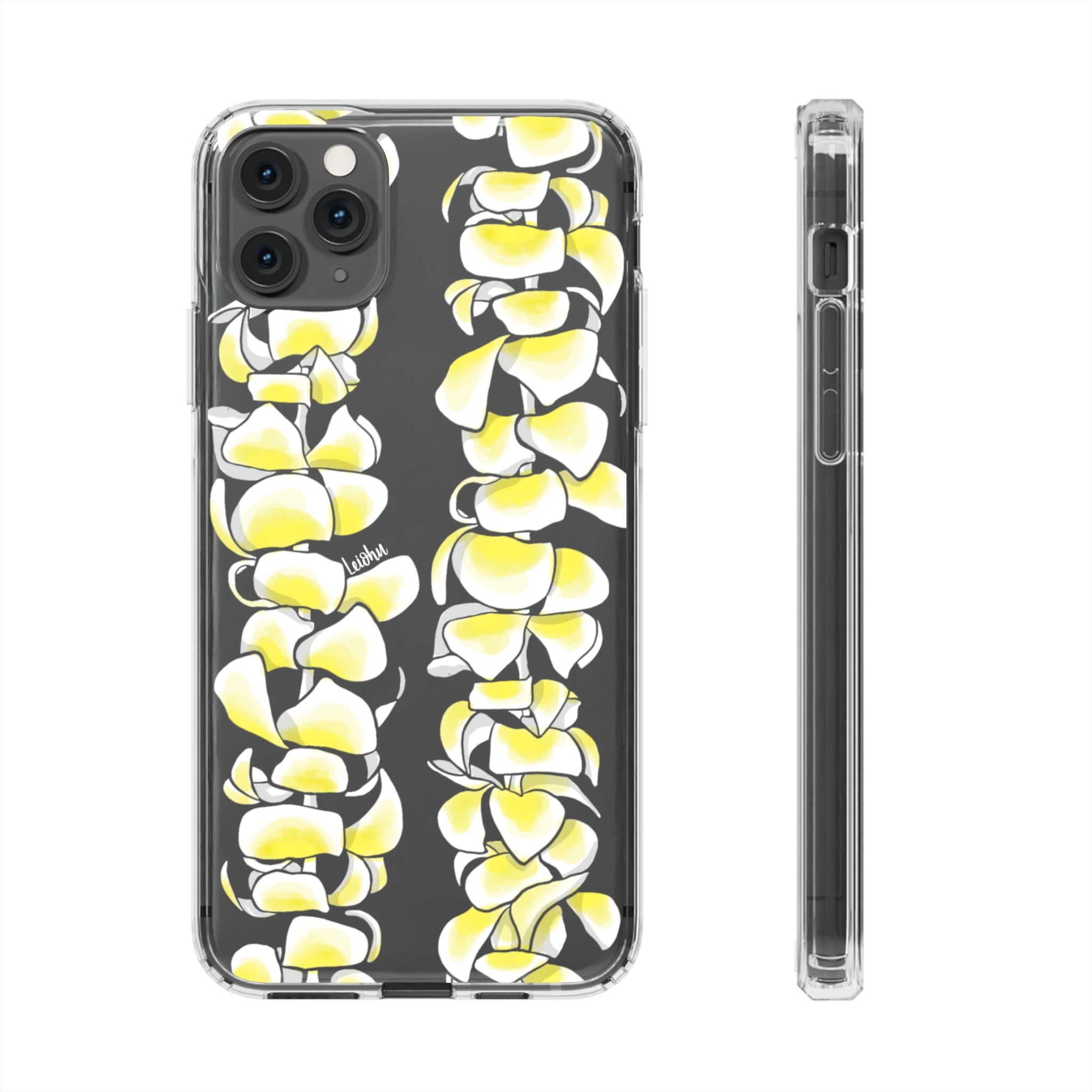 Hawaiian Plumeria Flower Lei Design Clear Phone Case - Durable Protective Cover for iPhone & Samsung - Perfect for Luau Parties, Beach Vacations & Summer Festivals