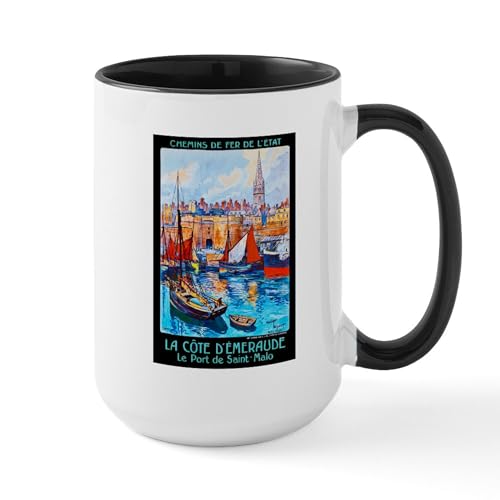 White/Black Inside - France Travel Poster 4 Large Mug