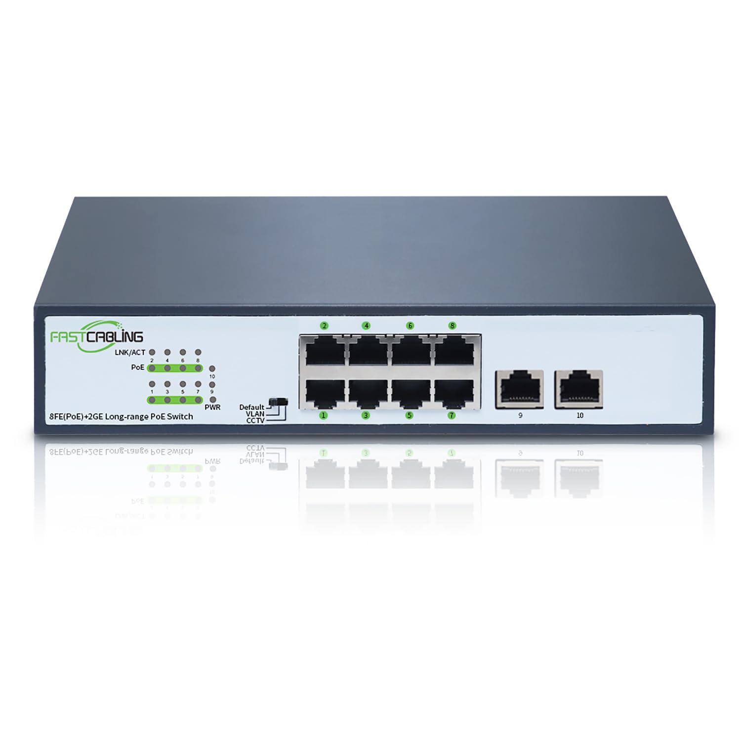 1500ft 8 Port Long Range PoE+ Switch with PoE Extension - Supports Cat5e/Cat6 Cables, Fast Ethernet 10/100Mbps, IEEE802.3at/af 30W - Ideal for IP Cameras, Wireless Access Points & Remote Network Devices