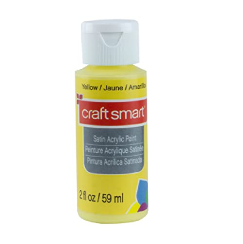Craft Smart Satin Acrylic Paint - 2 oz Yellow for Canvas Painting, DIY Crafts & Home Decor - Premium Non-Toxic Art Supplies for Artists & Beginners
