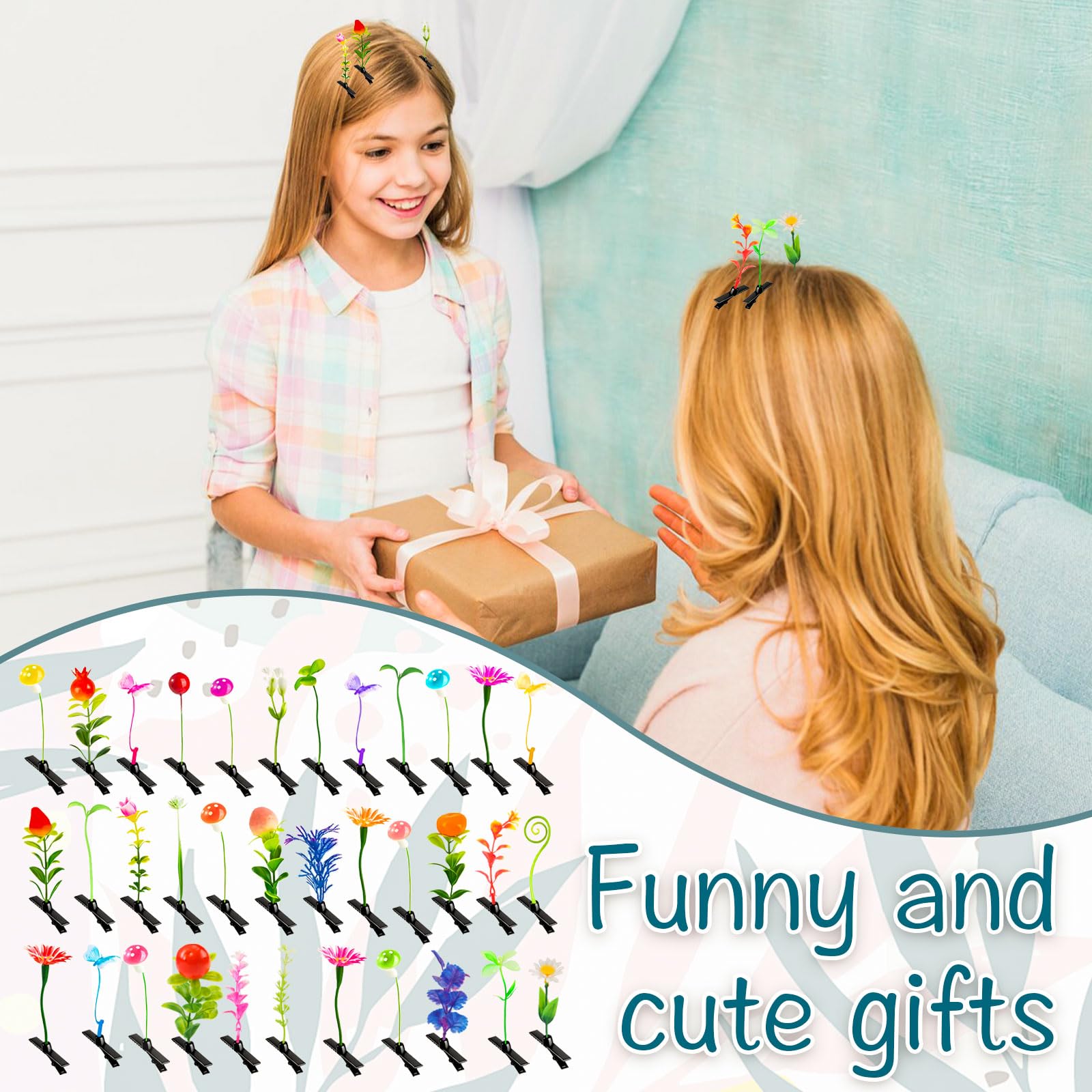 70PCS Mixed Sprout Hair Clips - Small Flower Hair Accessories for Women, Girls | Holiday Ornaments, Party Favors, Festival Gifts | Perfect for Weddings, Birthdays, Christmas Decorations & Daily Styling