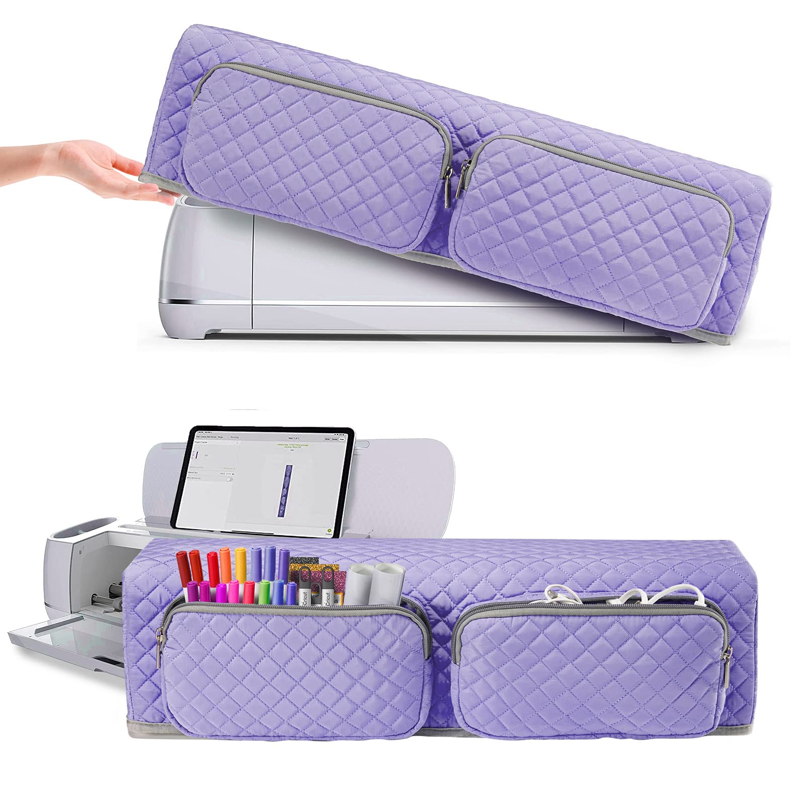 Dust Cover for Cricut Maker, Maker 3, Explore Air 2, Explore 3 - Zippered Storage Case with Pockets for Cricut Tools & Accessories - Perfect for Crafting, Scrapbooking & DIY Projects