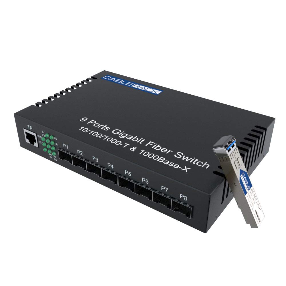 8 Port SFP Unmanaged Ethernet Optical Switch with Single Mode SFP Module - High Speed Network Switch for Home Office, Data Center & Enterprise Networking