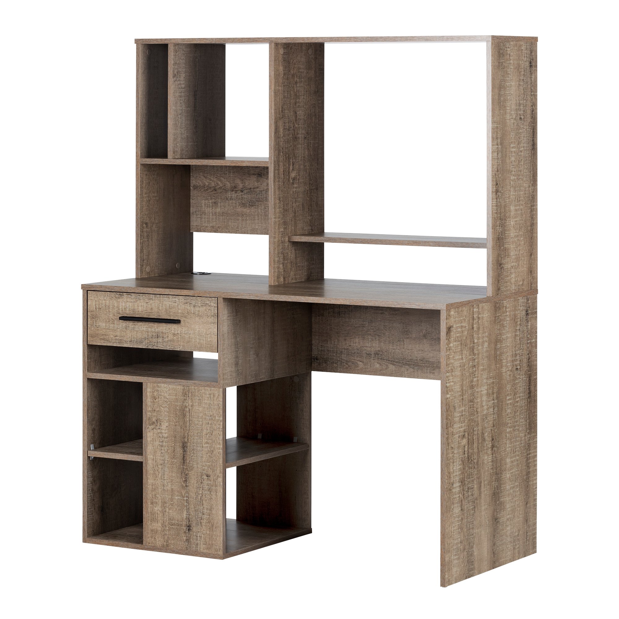 South Shore Annexe Home Office Computer Desk - Weathered Oak Finish, Modern Workstation for Small Spaces, Perfect for Remote Work & Study
