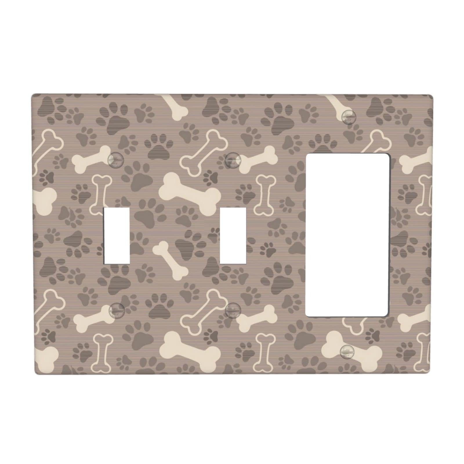 Decorative Dog Bone Paw Light Switch Cover - 3 Gang Wall Plate (6.57