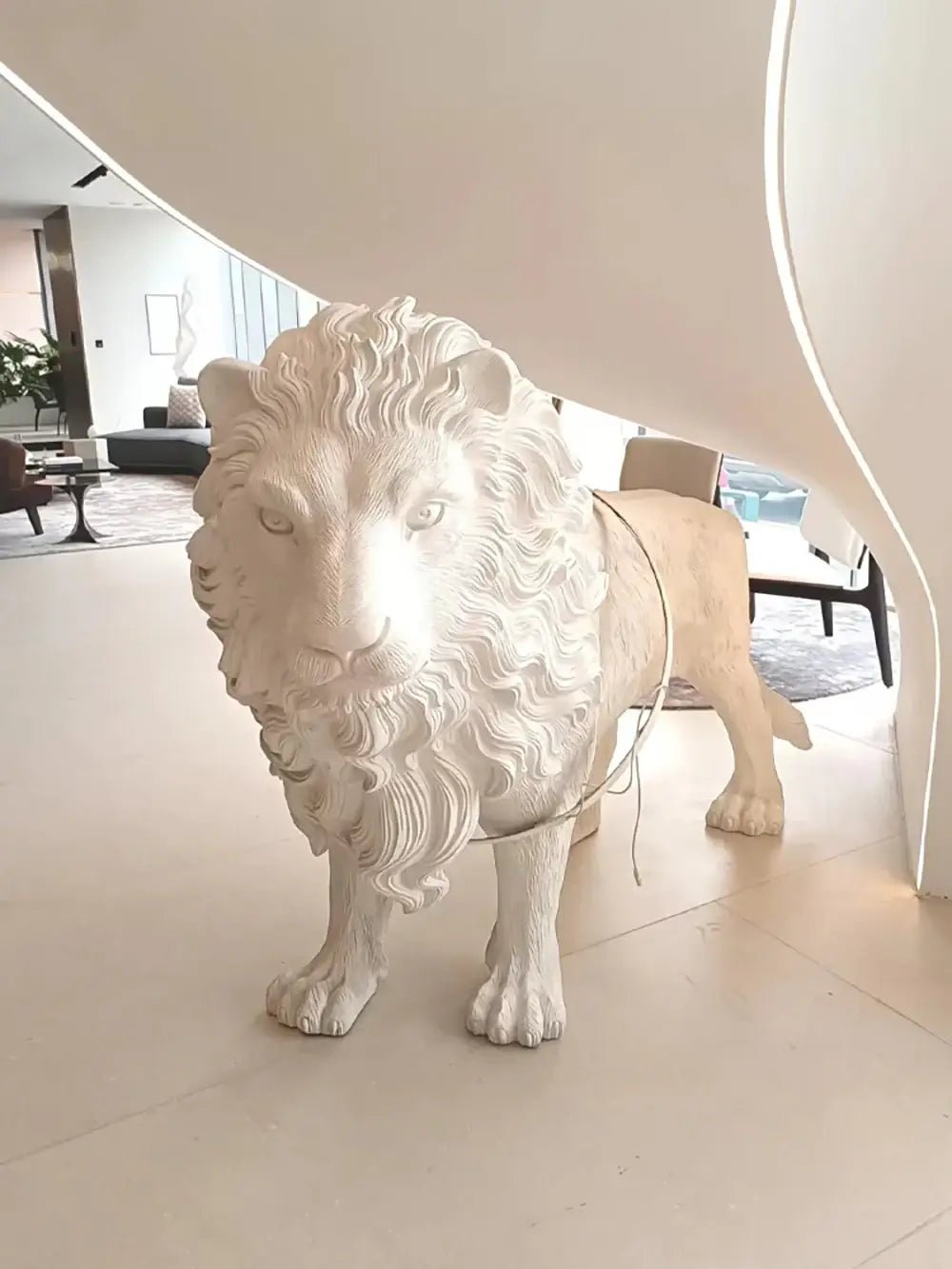 Leo Lion Sculpture Floor Lamp - Modern Animal Statue LED Light for Living Room, Bedroom, or Office Decor - Elegant Home Lighting Fixture for Ambiance and Style
