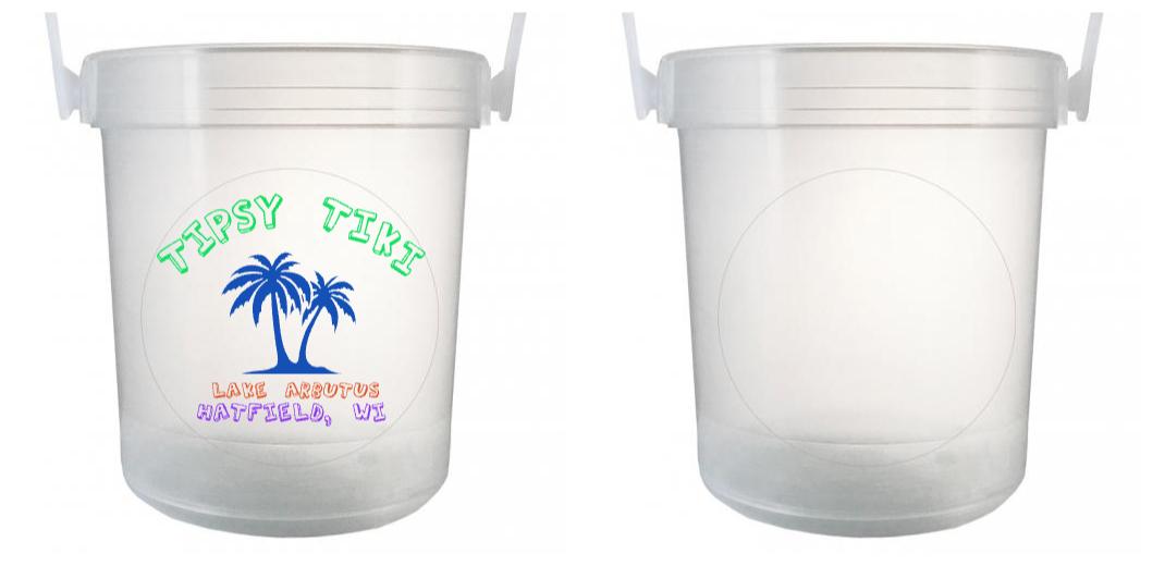 32 oz Plastic Rum Buckets with Custom Sticker - Bulk Party Cups for Cocktails, Margaritas & Mixed Drinks - Perfect for Beach Parties, BBQs & Tailgating Events