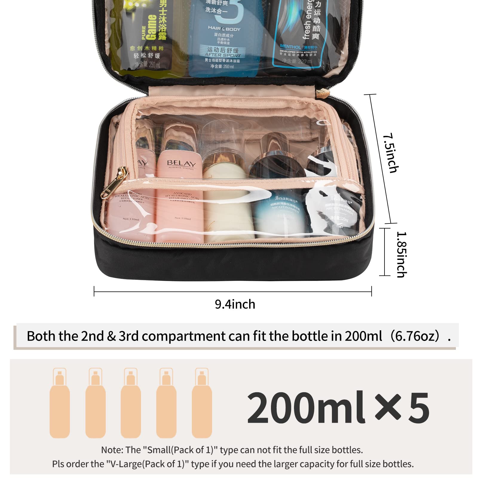 CUBETASTIC Waterproof Travel Toiletry Bag for Women - Portable Makeup Organizer with Hanging Hook for Cosmetics, Skincare & Toiletries - Perfect for Vacation, Gym, Business Trips & Weekend Getaways