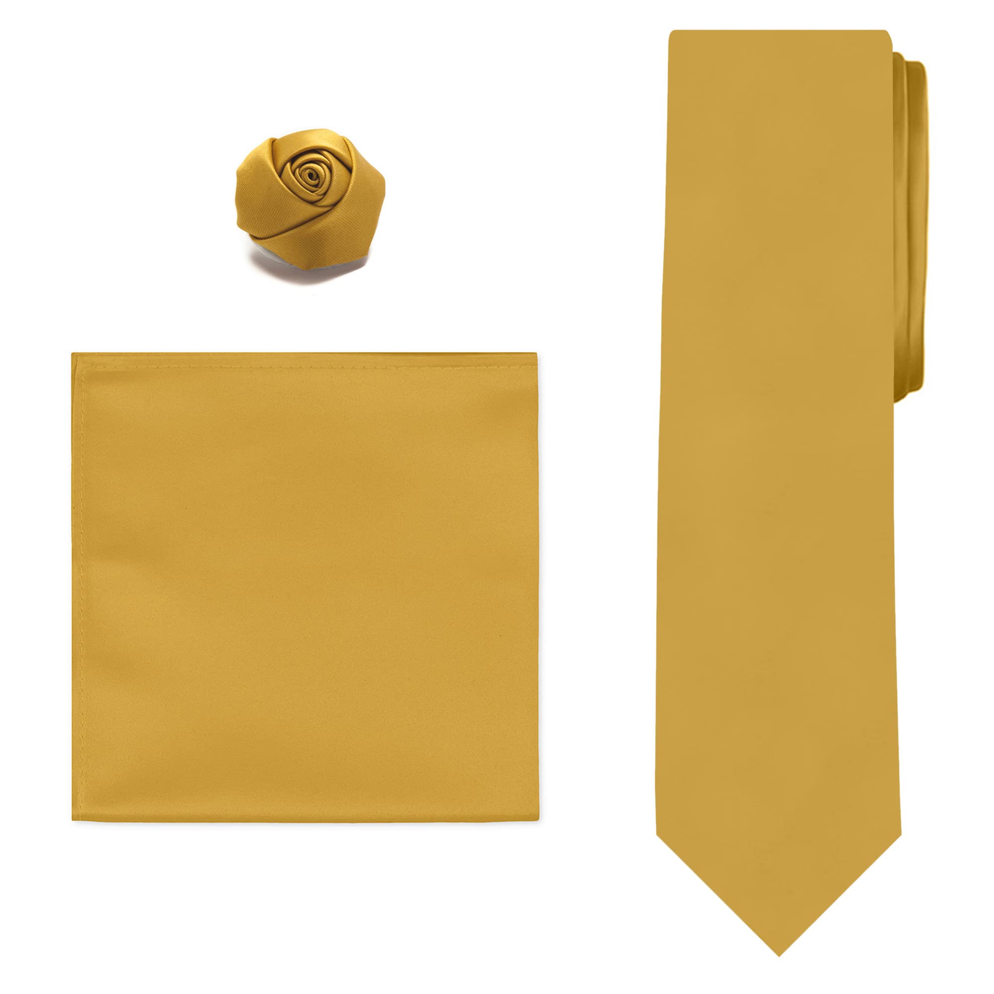 3-Piece Boys' Silk Tie Hanky & Rose Lapel Flower Set - Formal Wear Accessories for Weddings, Prom & Special Occasions