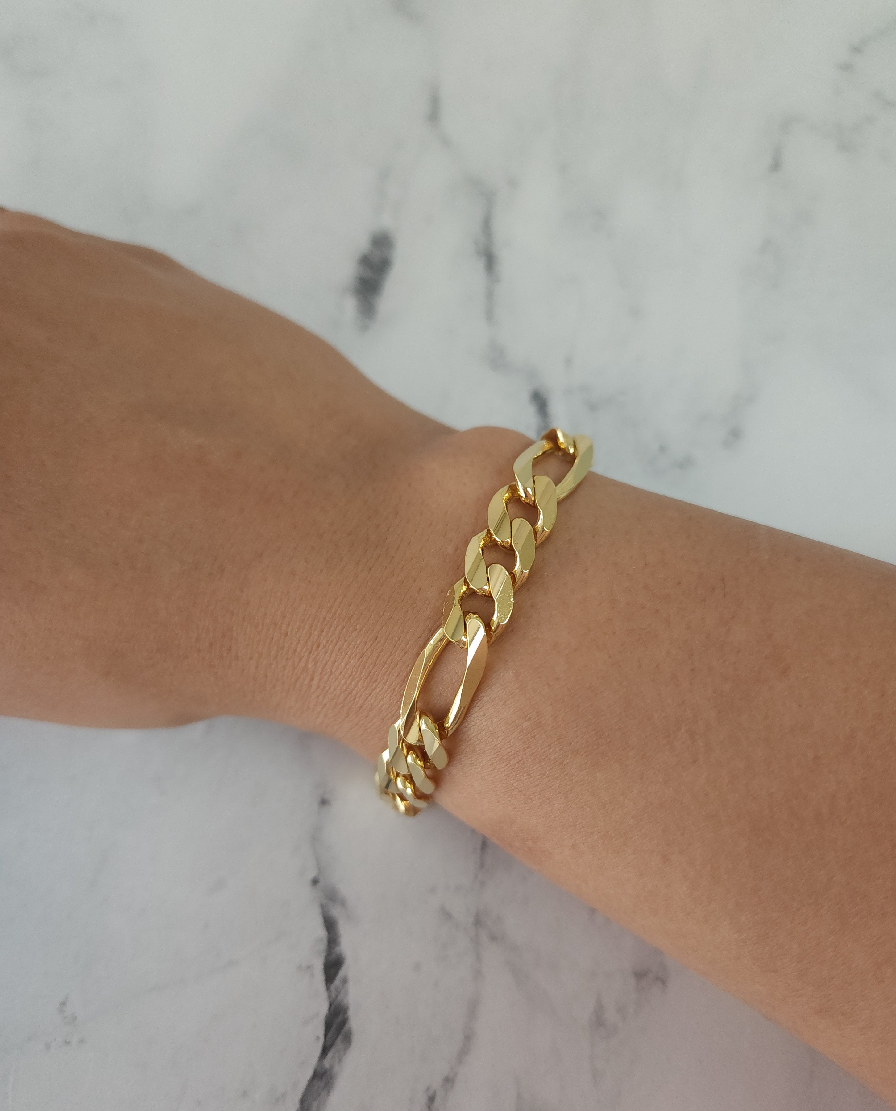 9MM Classic Figaro Chain Bracelet or Anklet - 14K Yellow Gold Jewelry for Men & Women | Perfect for Gifts, Weddings & Everyday Wear