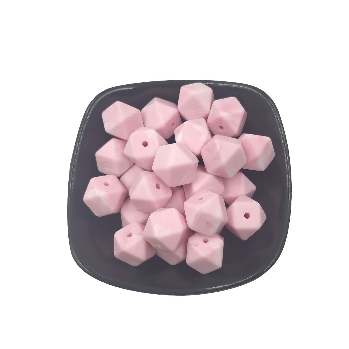 14mm Hexagonal Silicone Beads - 50pcs for DIY Jewelry & Keychains