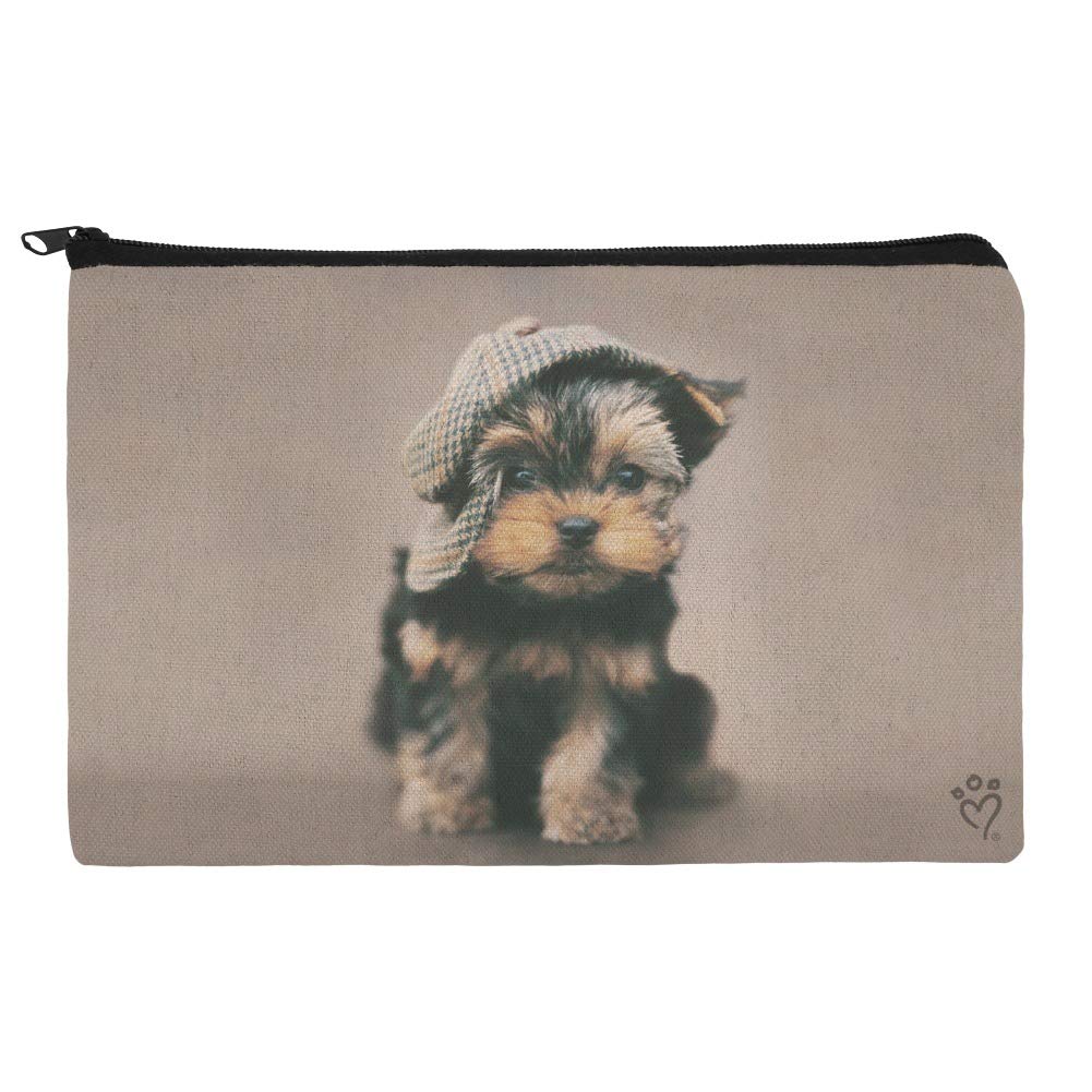 Yorkie Yorkshire Terrier Dog Hat - Stylish Dapper Cap for Small Dogs | Pet Costume Accessory for Parties & Photo Shoots | Cute Cosmetic Bag Organizer Pouch for Makeup & Travel