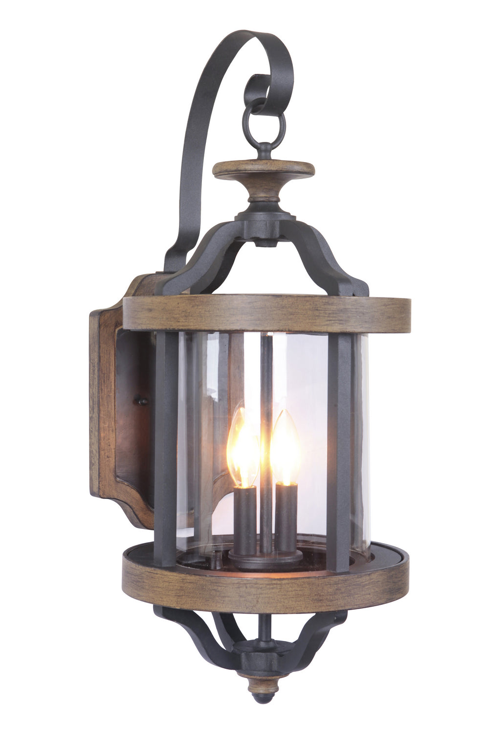 Ashwood Two Light Wall Sconce in Textured Black & Whiskey Barrel Finish - Perfect for Bedroom, Hallway, and Porch Lighting