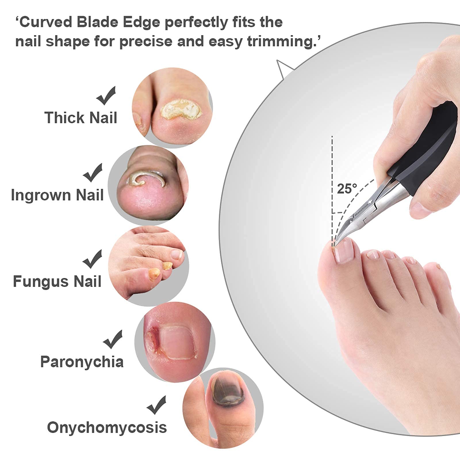 **Heavy Duty Ingrown Toenail Clippers for Thick Nails - Extra Large 4PCS Set - Professional Pedicure Tool for Seniors & Adults - Perfect for Home, Salon & Travel Use**