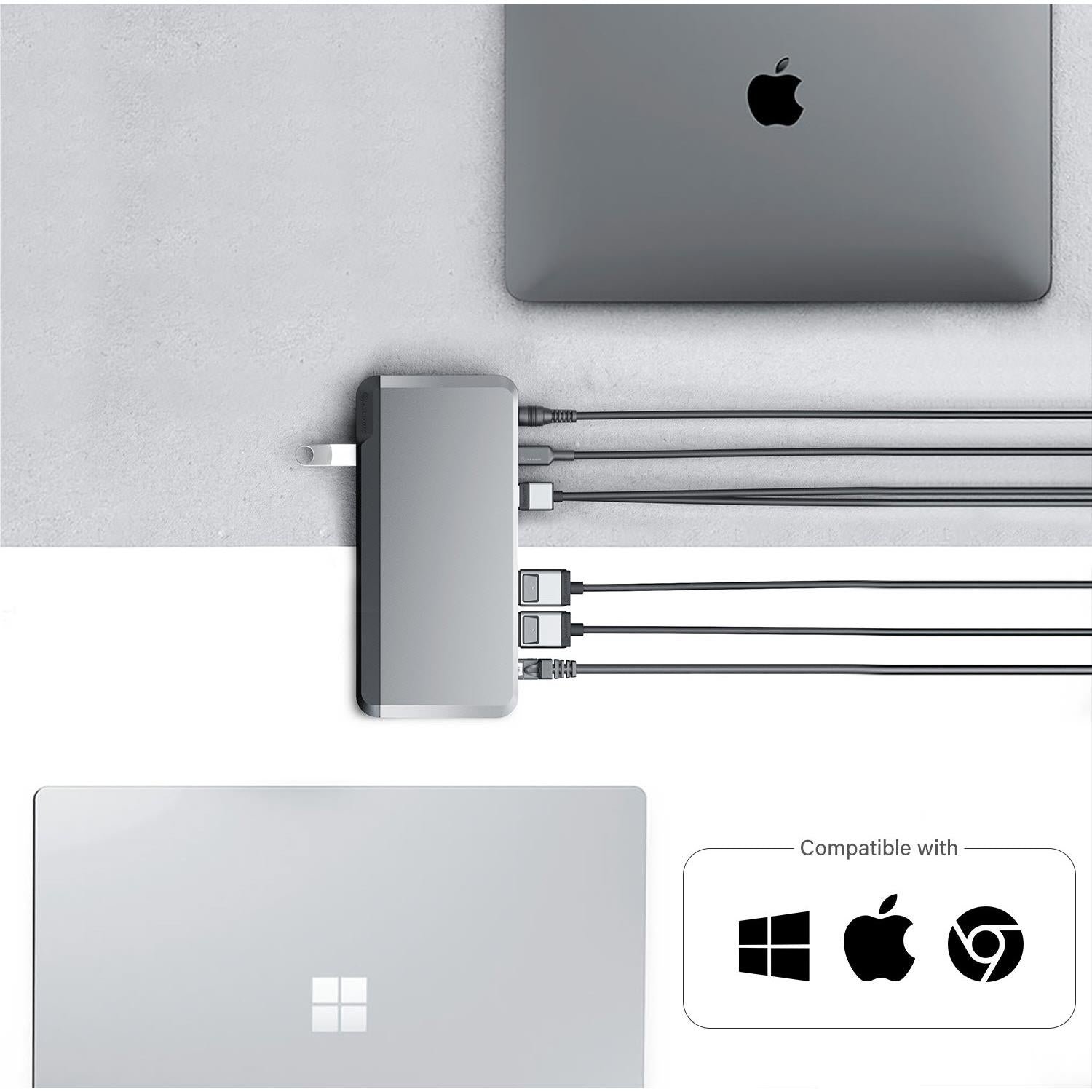 Alogic USB C Dual 4K Docking Station with 65W Power Delivery - 12-in-1 Laptop Dock for MacBook Pro/Air, Dell, HP - Home Office & Gaming Setup with HDMI, Ethernet, USB Ports