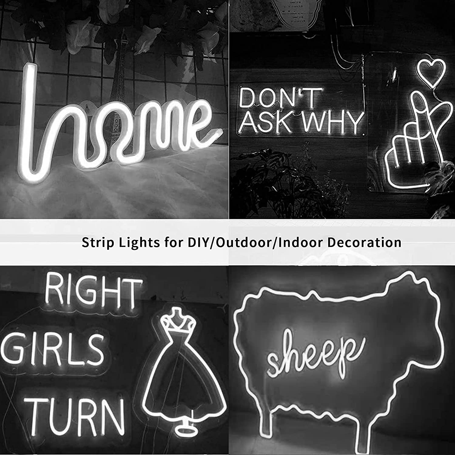 GUPUP Neon Light Strip - 600 LEDs 12V DC, Bright White Flexible Rope Lights | Waterproof, Cuttable for Custom Length | Perfect for Gaming Room Setup, Neon Signs & Home Decor (Includes Power Adapter) - Create Stunning Ambient Lighting for Bedrooms, Parties & Retail Displays