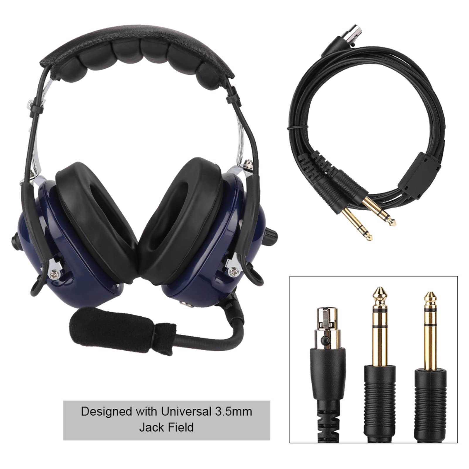 Professional Aviation Helmet for Pilots - Dual Grip Design, Adjustable Headband & 3.5mm Noise Cancelling Headset - Perfect for Flight Training, Helicopter Flying & Airshows