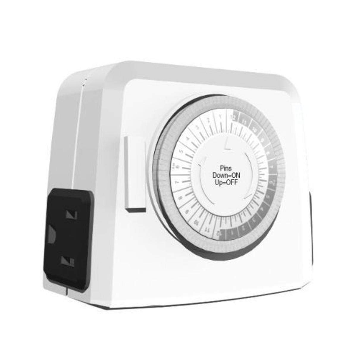 Stanley 31199 TimeIt Twin 2-Outlet Grounded Mechanical Timer - Dual Plug Timer for Home, Office & Outdoor Use - Energy Saving Electrical Timer for Lamps, Appliances & Holiday Lights