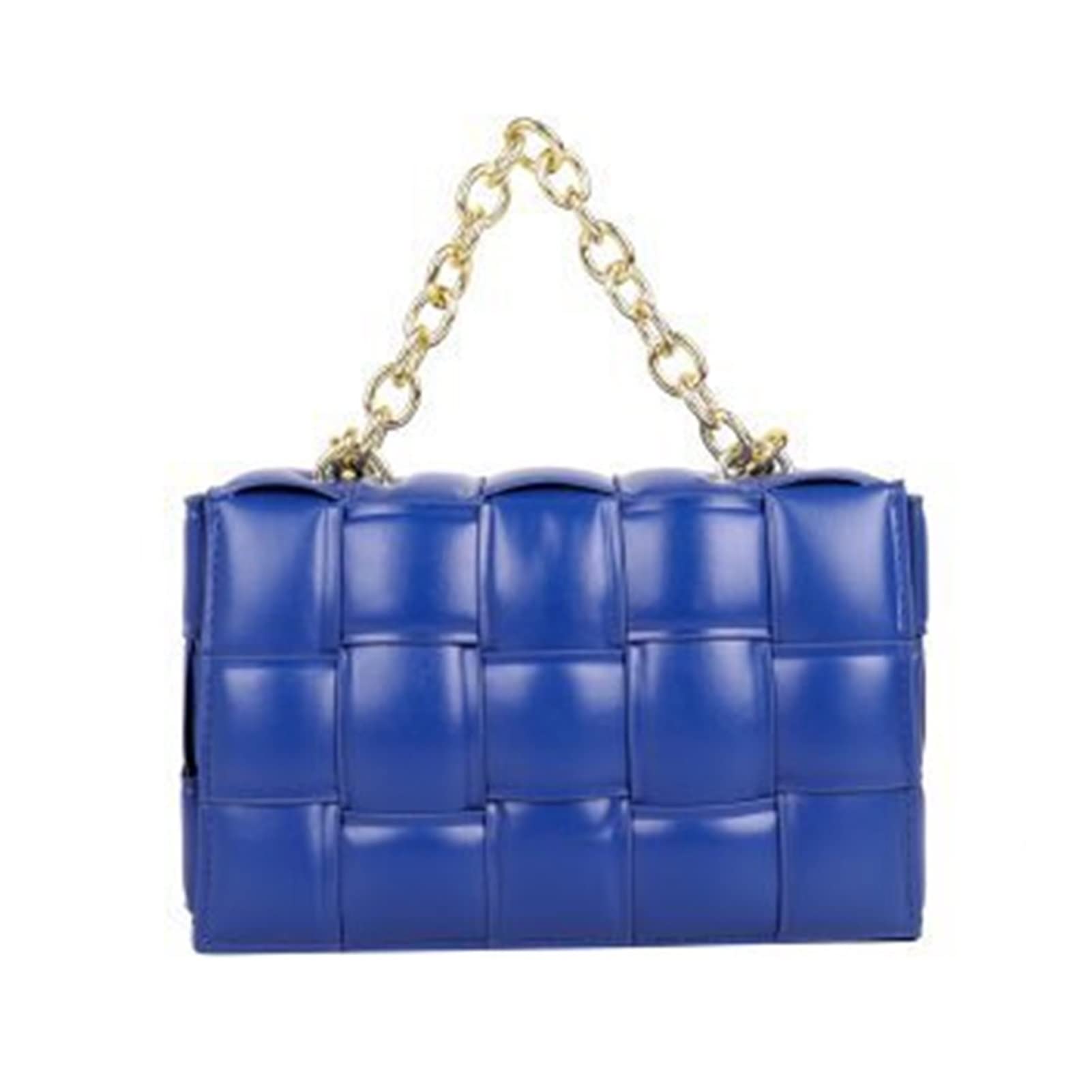 Luxury Knitted Plaid Chain Crossbody Bag for Women - Stylish Shoulder Handbag Purse (Dark Blue) | Perfect for Work, Travel, and Everyday Use