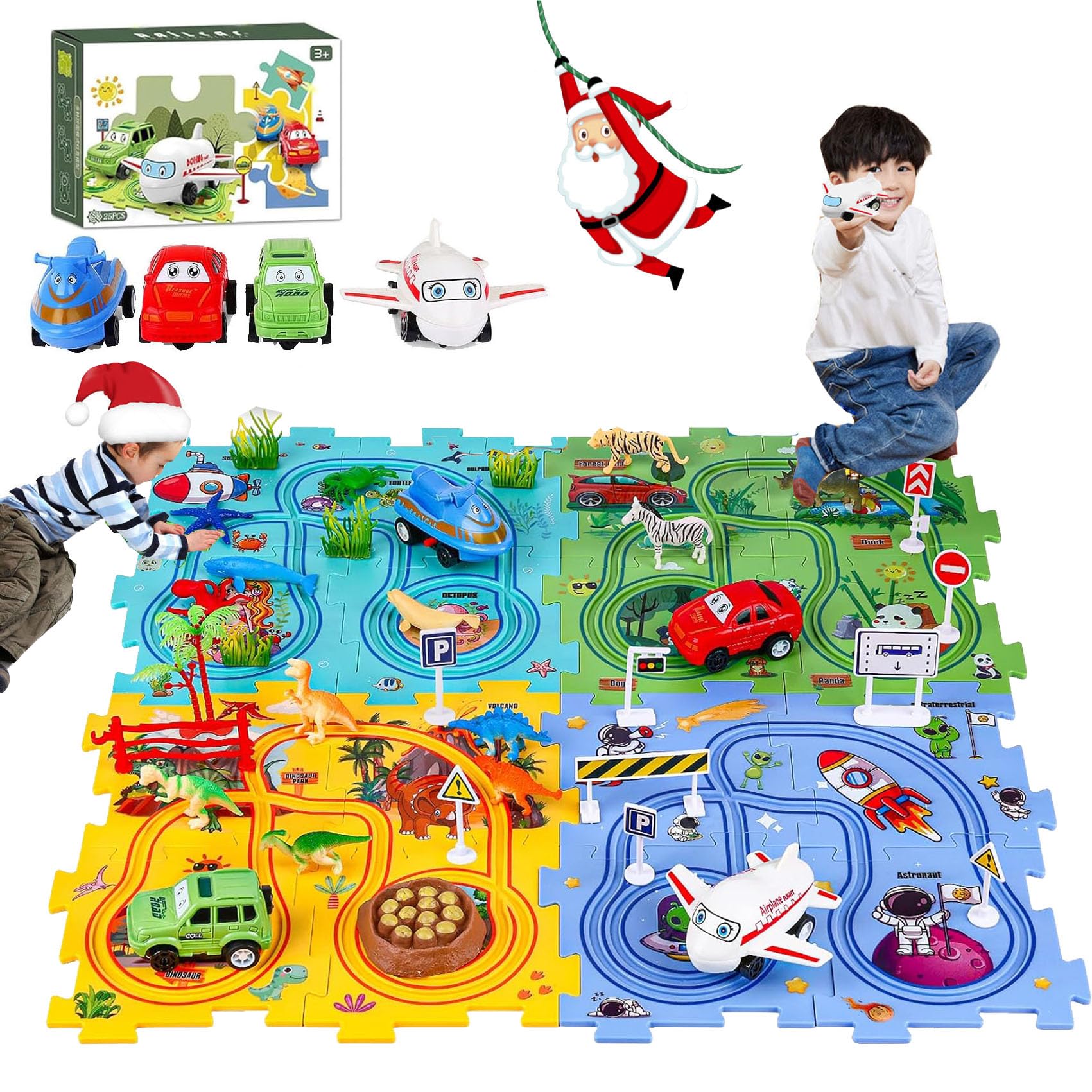 Puzzle Racer Kids Car Track Set - Educational Toy for Ages 3-5 | Interactive Race Tracks with Vehicles & Replaceable Rails | STEM Learning Toy for Hand-Eye Coordination | Perfect for Birthday Gifts & Indoor Playtime