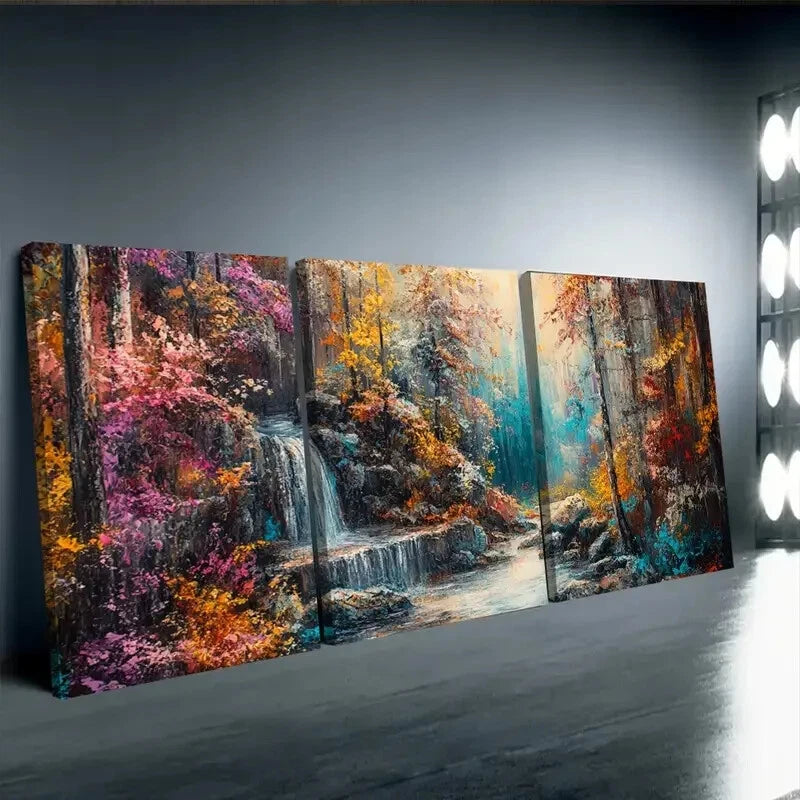 3-Piece Vibrant Autumn Forest Wall Art Set - Framed Canvas 40x60cm - High Quality Print - 100% Australian Made - Ready to Hang - Perfect for Living Room, Bedroom & Office Decor