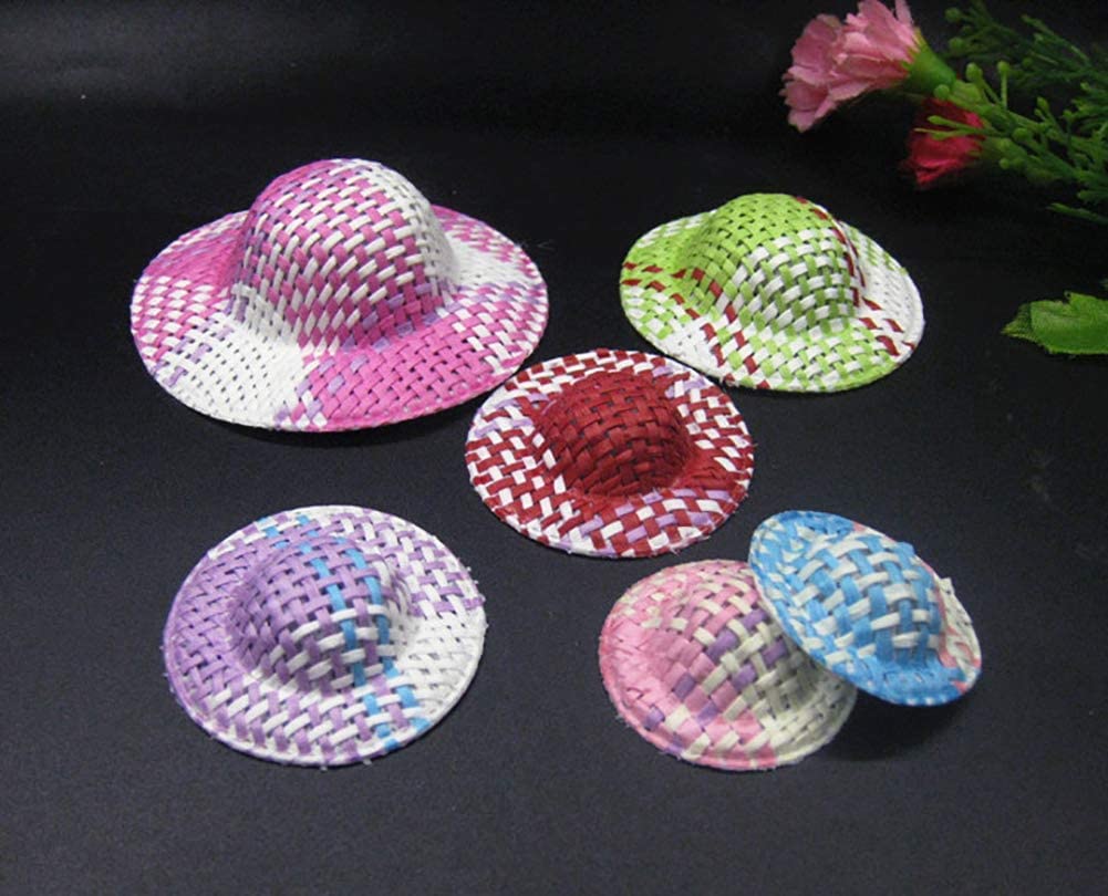 24 Pcs Mini Straw Hats - Tiny Dollhouse Hats for DIY Crafts, Party Decorations & Miniature Scenes - Perfect for Fairy Gardens, DIY Projects & Home Decor Accessories