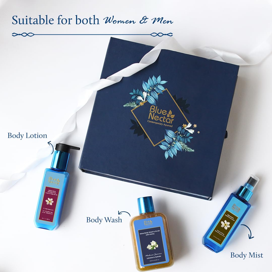 Blue Nectar Beauty Gift Box for Women & Men | Premium Skincare Set with Body Lotion, Body Wash & Body Mist | Birthday & Anniversary Gift Idea | 3-Piece Combo for Daily Skincare Routine & Relaxation