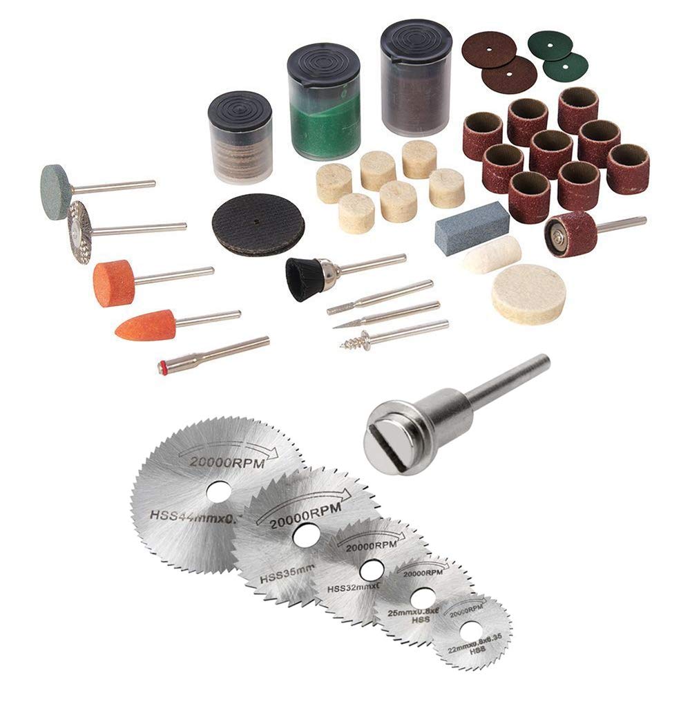 105-Piece Rotary Tool Accessories Kit with 3.2mm Mandrel - HSS Drill Bits & 6pc Circular Saw Blades for Metal Cutting | Compatible with Dremel & Electric Drills | Perfect for DIY Crafts, Woodworking & Metal Projects