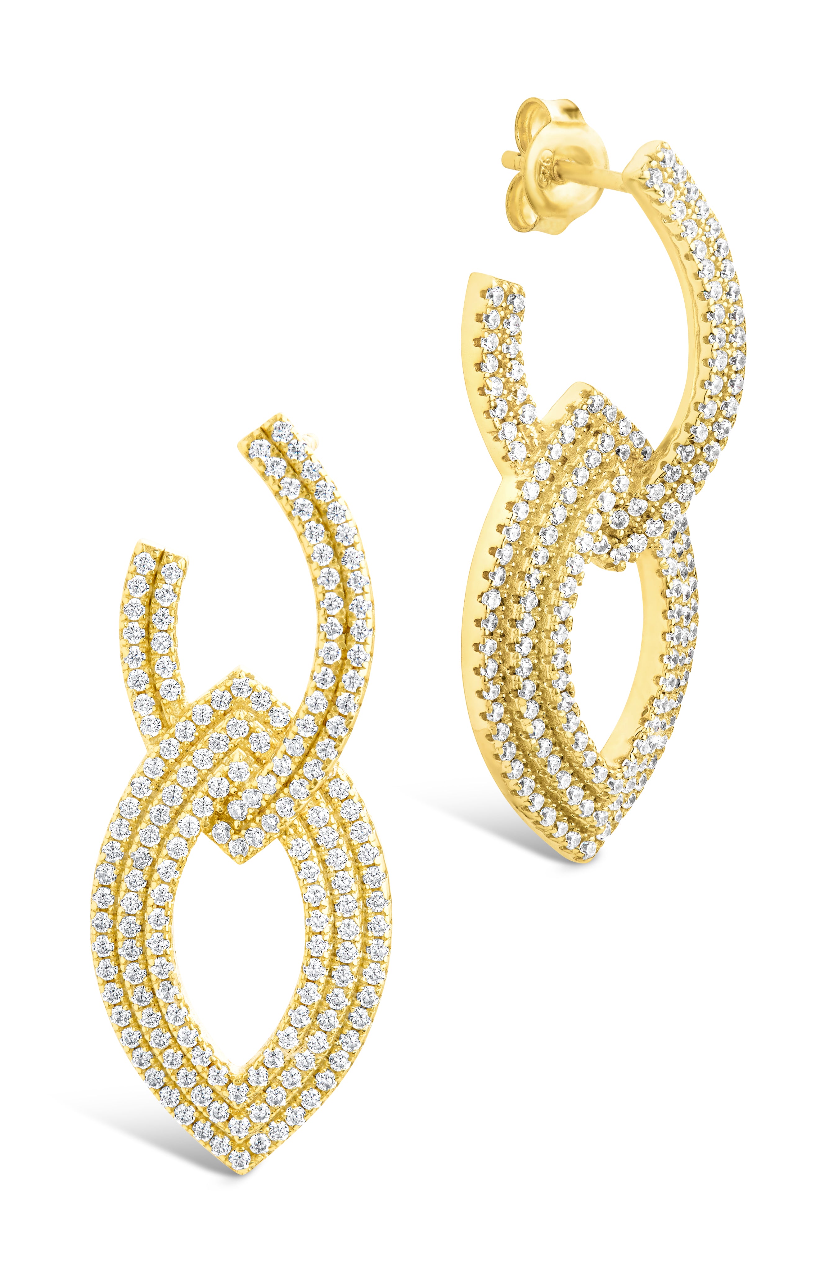 Lilah CZ Interlocking Drop Stud Earrings for Women - Elegant Cubic Zirconia Dangle Earrings for Party, Wedding & Everyday Wear