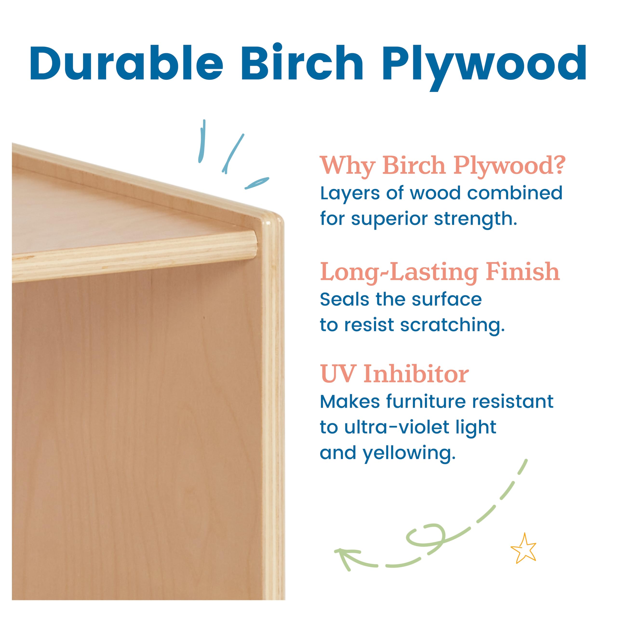 ECR4Kids StudyStation Desk - Natural Wood Kids Study Desk with Storage Shelf, Perfect for Homeschooling & Remote Learning - Durable Children's Furniture for Bedroom or Classroom