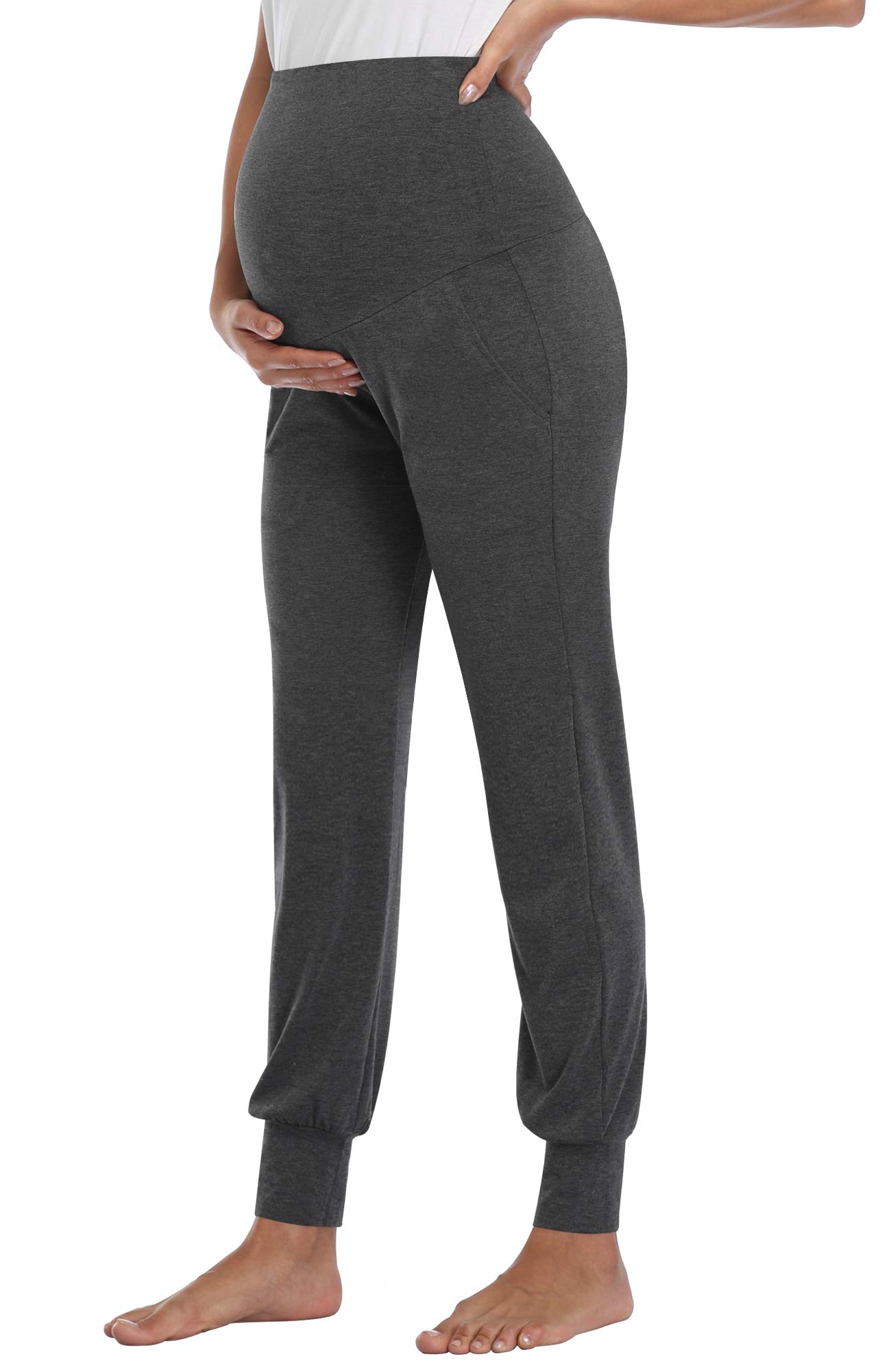 PACBREEZE Women's Maternity Pants - Stretchy Over The Belly Pregnancy Joggers for Lounge, Workout & Sleep | Comfortable Maternity Sweatpants for Everyday Wear