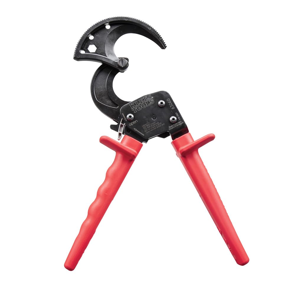 Klein Tools 63060 Heavy Duty Ratcheting Cable Cutters - Up to 750 MCM Capacity for Electrical Wire Cutting | Perfect for Electricians, Contractors & DIY Cable Preparation Projects