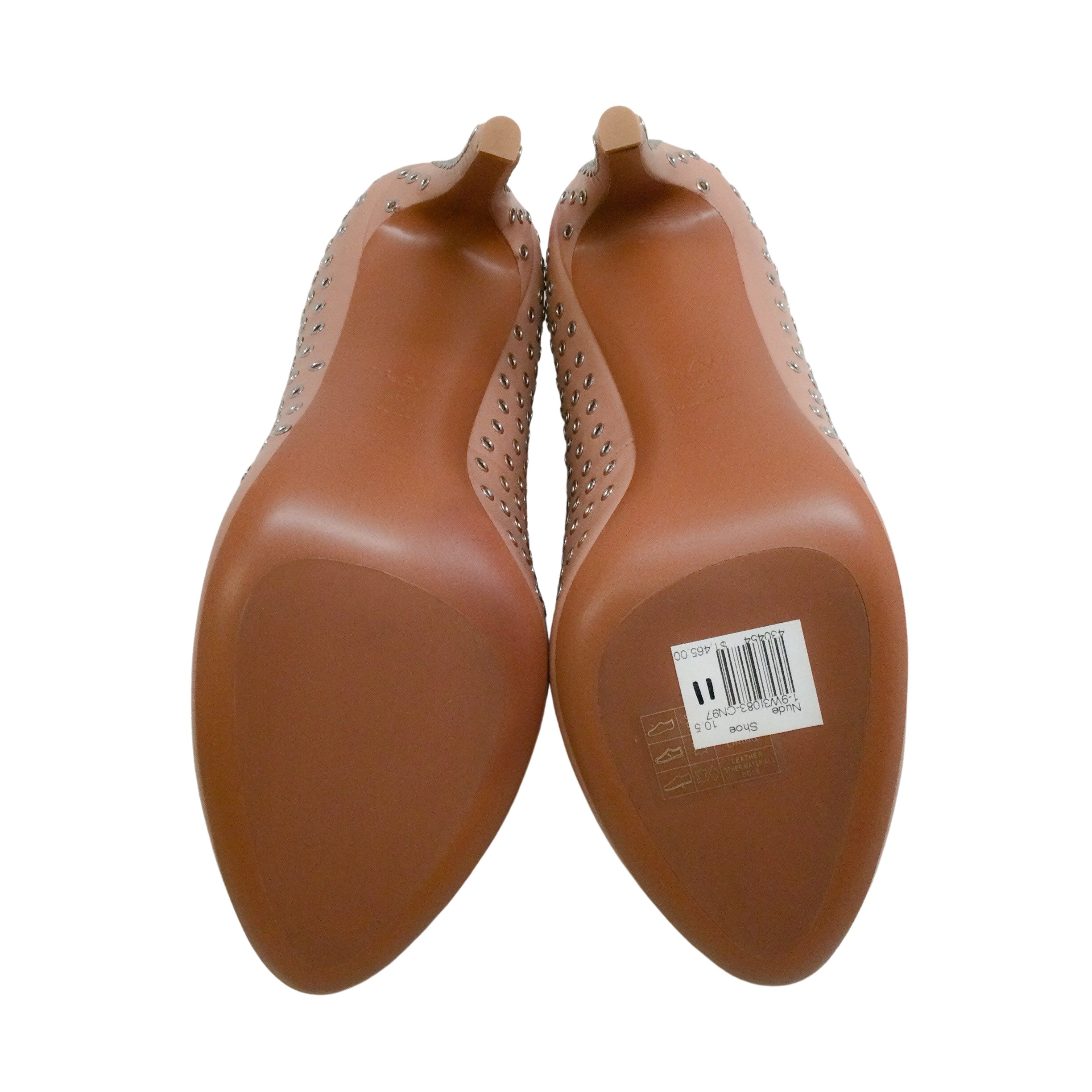 ALAÏA Nude Grommet Mary Jane Pumps - Women's Luxury Designer Heels for Wedding, Party & Office Wear
