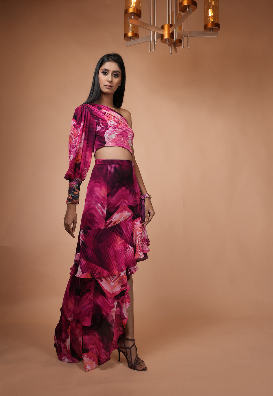 Trippy Magenta One Shoulder Top for Women | Trendy Off-Shoulder Blouse | Perfect for Music Festivals & Night Out