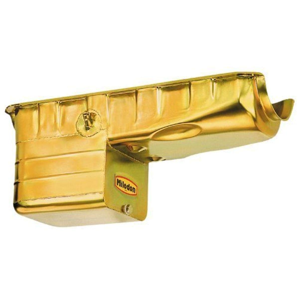 Milodon 31100 Steel Gold Zinc Plated Street & Strip Deep Sump Oil Pan - Compatible with Big Block Chevy Engines - High Performance Oil Pan for Racing & Street Use