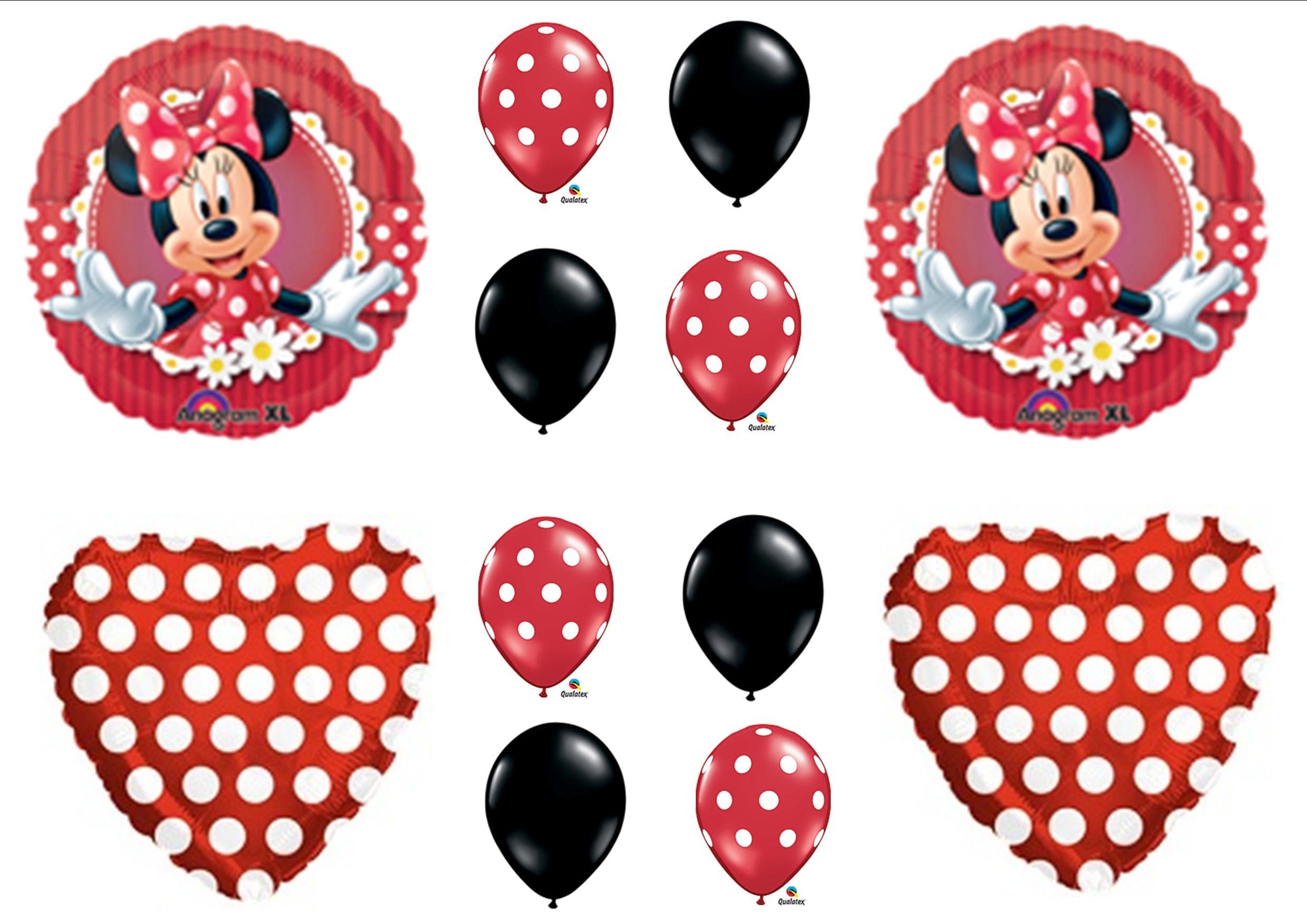 Minnie Mouse Birthday Party Balloons - 12 Pack Red & Pink Polka Dot Latex Balloons for Disney Themed Decorations - Perfect for Kids Birthday Parties, Baby Showers & Disney Celebrations