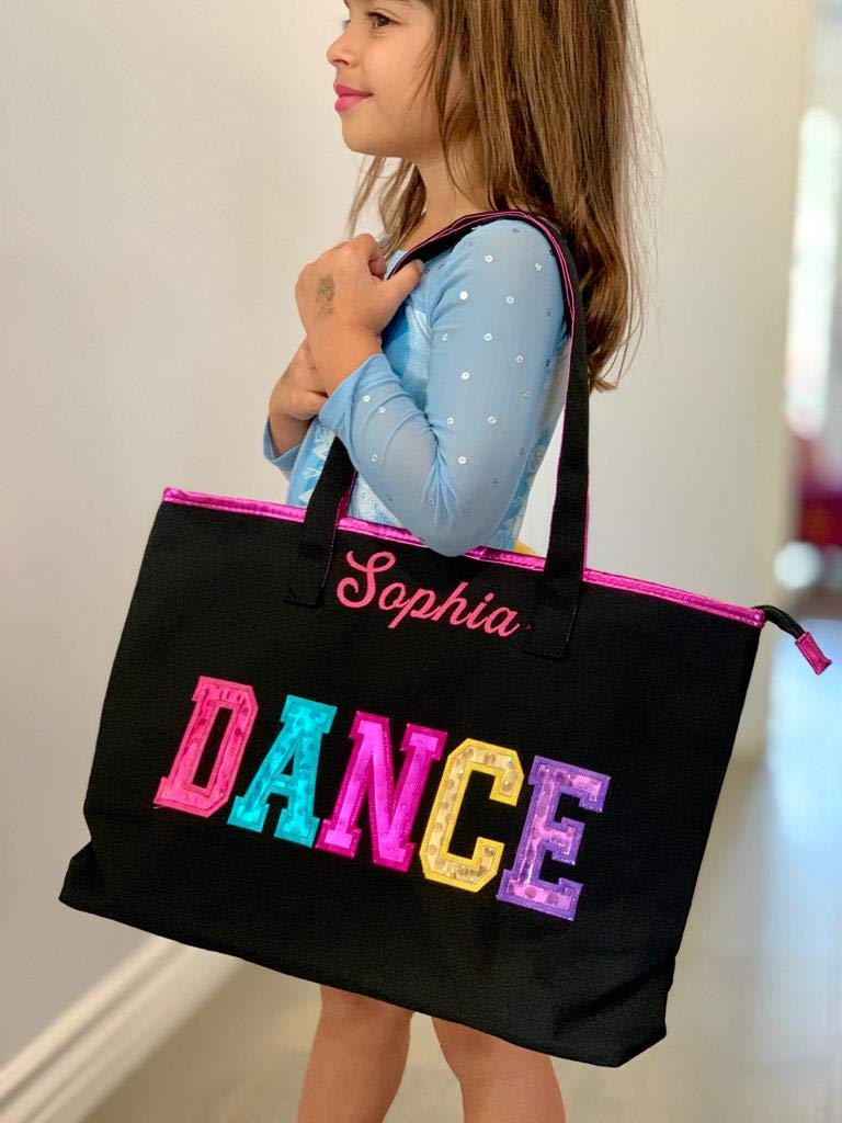 Custom Embroidered Dance Tote Bag for Ballet Jazz Tap - Personalized Gym Dance Bag with Name - Perfect for Dance Classes, Rehearsals & Competitions