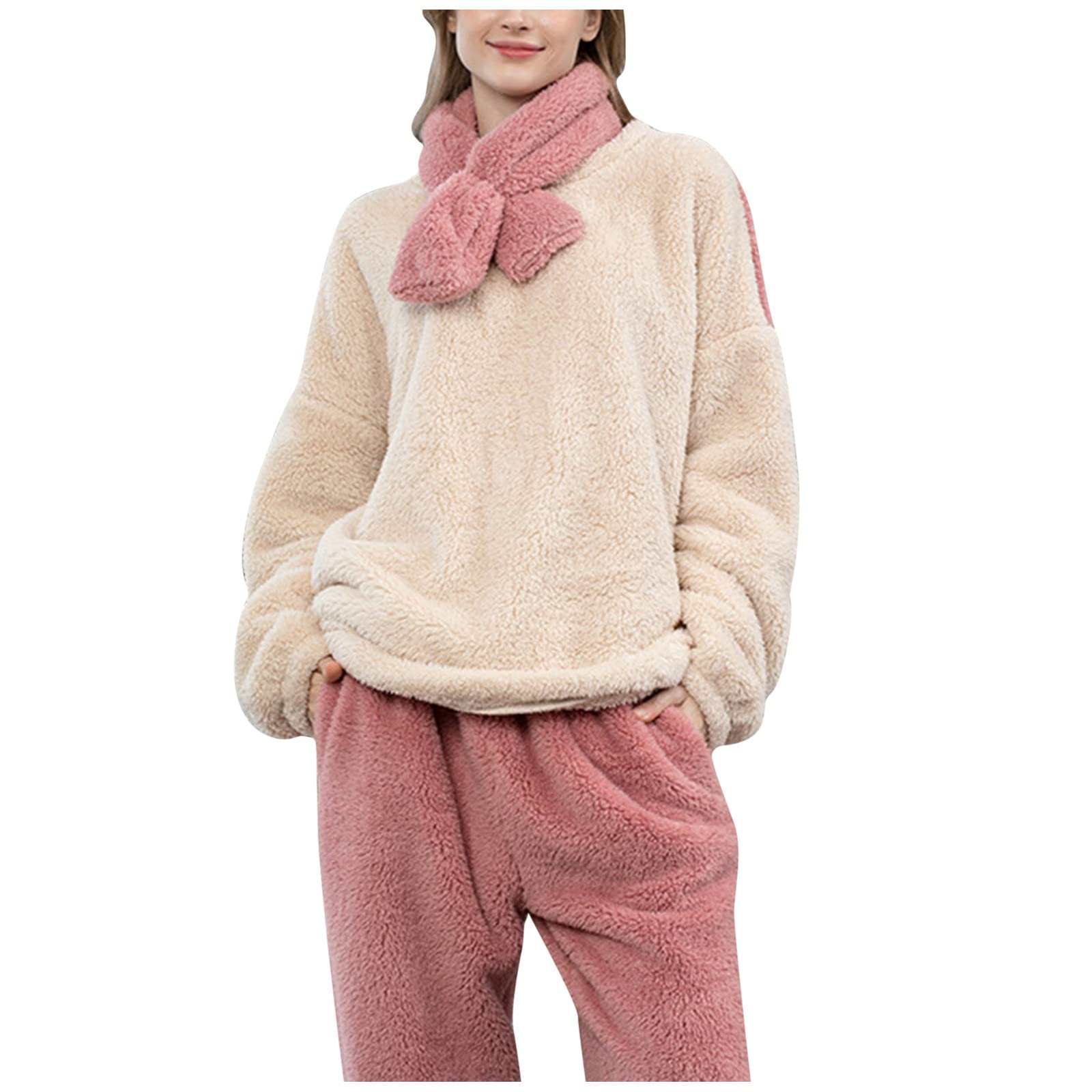 Women's Winter Fleece Pajama Set - Soft Flannel Plush 2-Piece Sleepwear for Cold Nights | Cozy Loungewear for Home, Sleepovers & Winter Relaxation