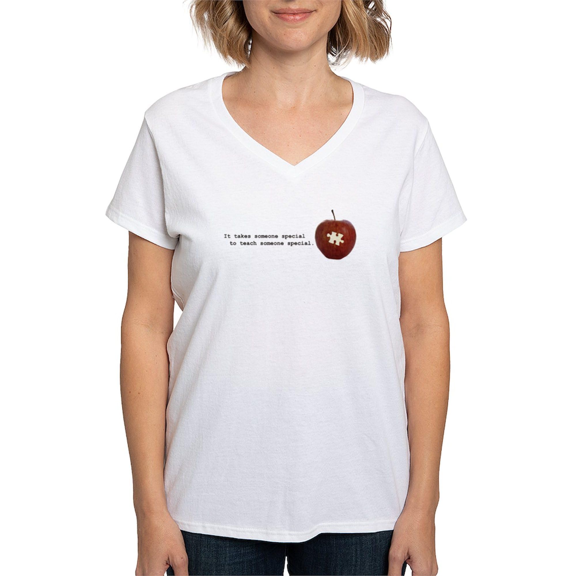 Autism Awareness Teacher Women's V-Neck T-Shirt - Soft Cotton Comfort Fit Tee for Special Education Professionals & Supportive Parents - Perfect for Classrooms, Awareness Events & Everyday Wear