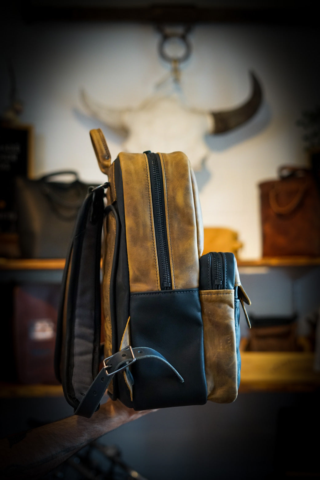 Commuter Backpack for Men & Women - Waterproof Laptop Backpack with Diamond Stitch Design (Two-Tone Tobacco Brown & Black) - Perfect for Travel, Work, School & Daily Use