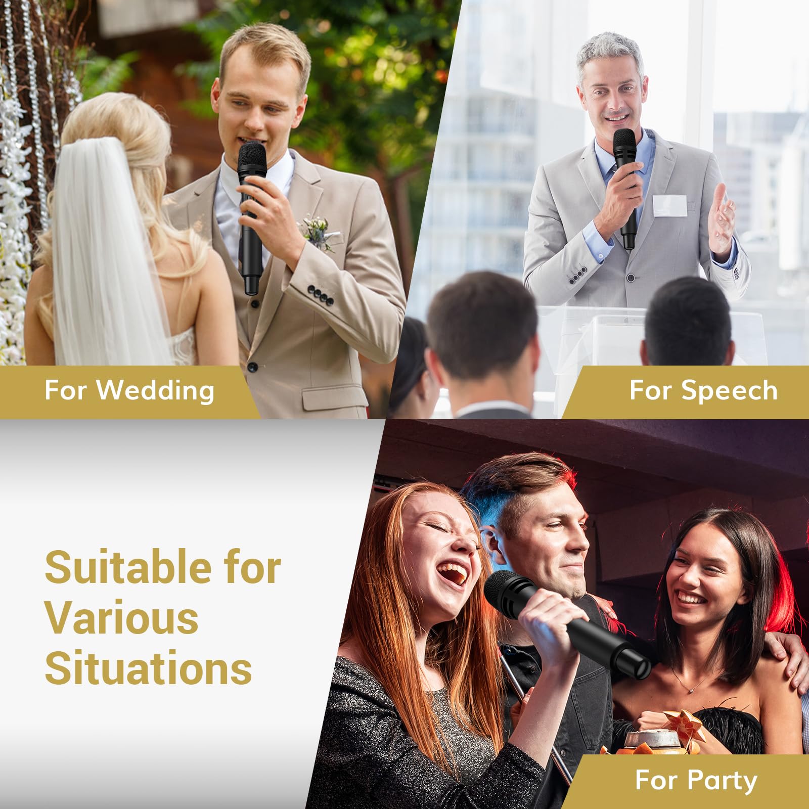 TONOR UHF Wireless Microphone System - Cordless Karaoke Microphone Kit with Receiver, Dynamic Handheld Mic for Singing, Church, Events | 200ft Range, Adjustable Frequencies | Perfect for Home Karaoke, Worship Services & Live Performances (TW350, Black)