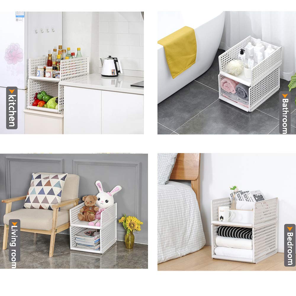 Stackable Plastic Wardrobe Organizer Drawers - Multifunctional Storage Shelves & Closet Cabinet Cubes for Clothes, Shoes, Toys & Towels | Perfect for Bedroom, Living Room & Dorm Organization