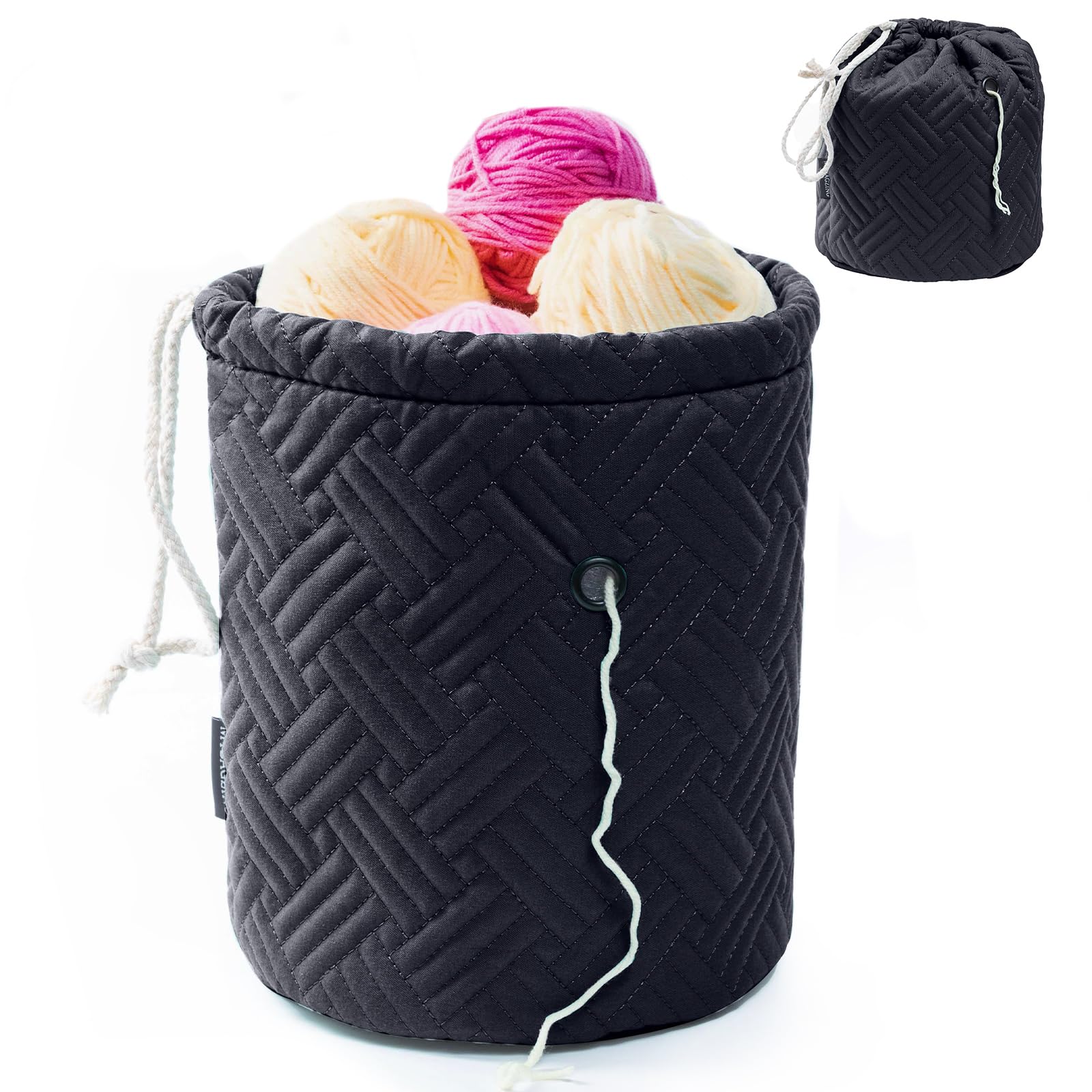 Crochet Yarn Bag Organizer with Drawstring - Knitting Storage for Beginners - Perfect for Crafting On-the-Go