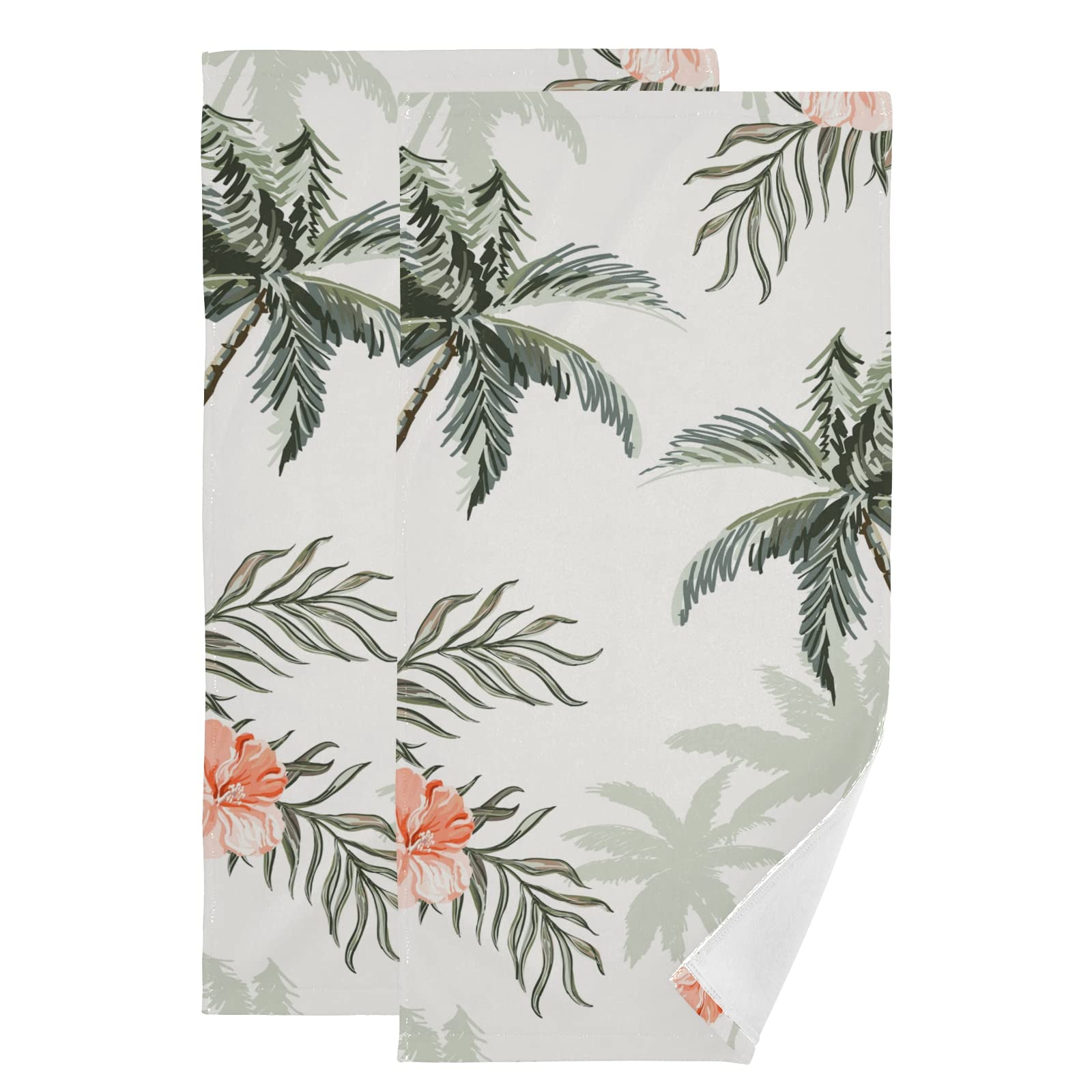 Vintage Tropical Palm Tree Hand Towels Set of 2 - Ultra Soft Absorbent Face & Bath Towels (28