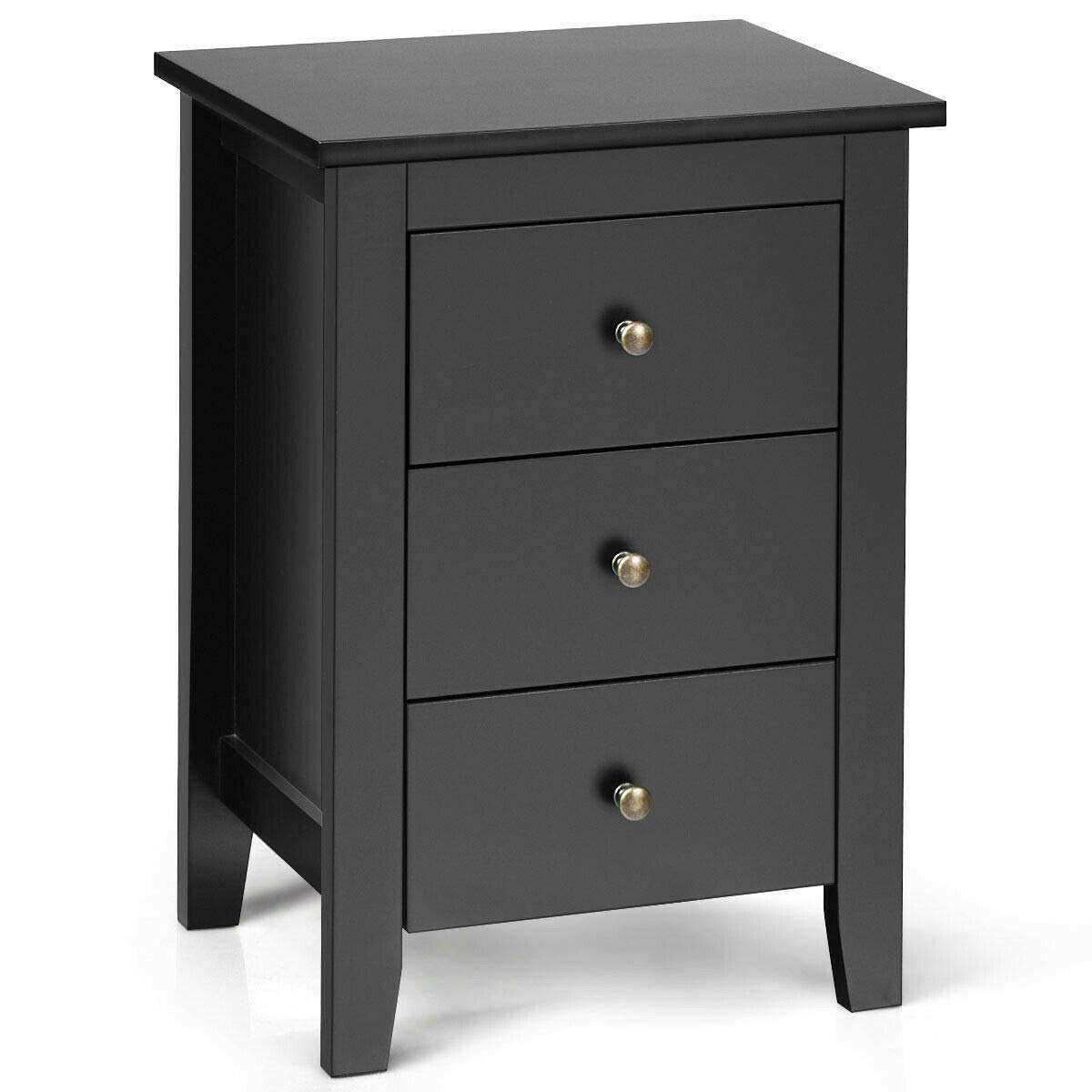 Modern Multi-Function End Table with 3 Drawers - Nightstand, Desk Cabinet & Storage Organizer | Durable Study Table for Living Room, Bedroom & Office | Space-Saving Black Side Table for Small Apartments & Workspaces