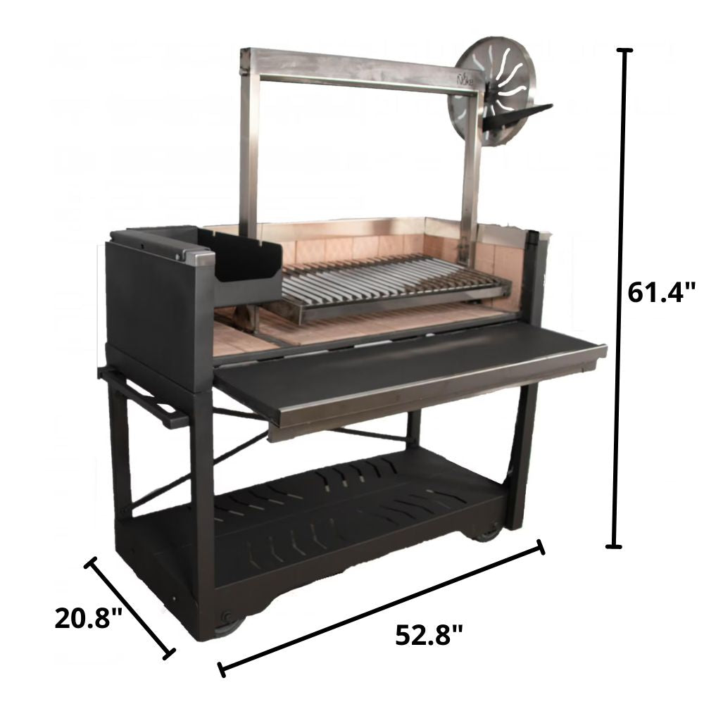 Premium Argentine Santa Maria Style Charcoal Grill - Nuke Puma Freestanding BBQ for Outdoor Cooking, Backyard Grilling & Camping - Heavy Duty Steel Construction