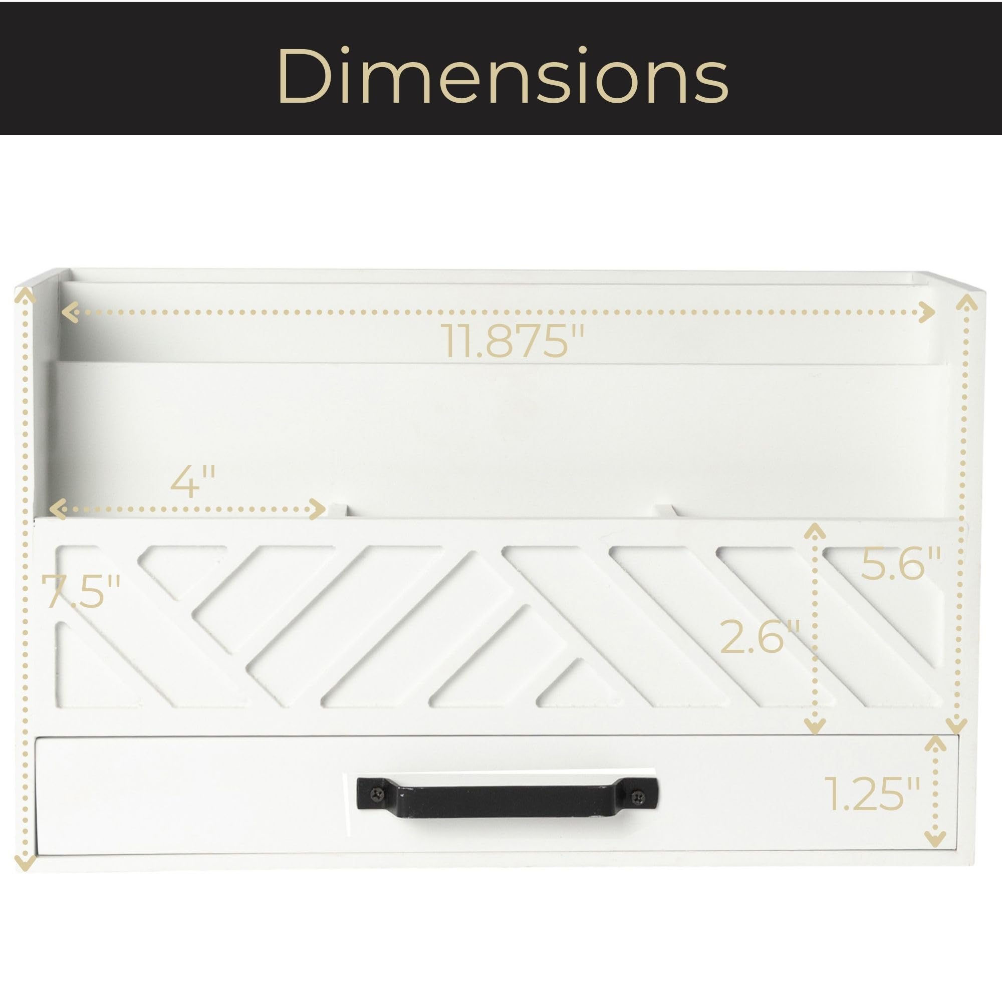 BLU MONACO White Wood Mail Organizer - Countertop Desk Storage with Drawer - Farmhouse Style Mail Sorter & Bill Holder - Perfect for Home Office, Kitchen Counter or Entryway Organization