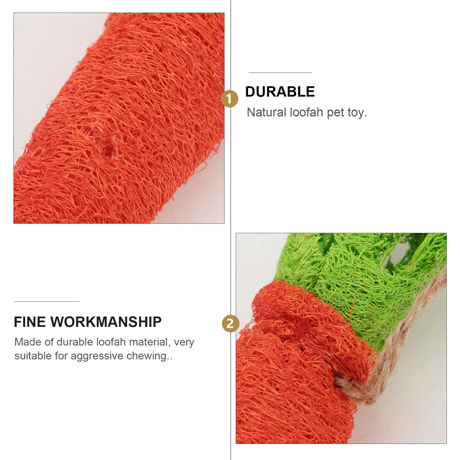 POPETPOP 2-Piece Loofah Rabbit Chew Toy for Small Pets - Natural Hamster Teeth Grinding & Molar Toy - Durable Biting Chew Toy for Rabbits, Hamsters & Guinea Pigs - Perfect for Dental Health & Stress Relief